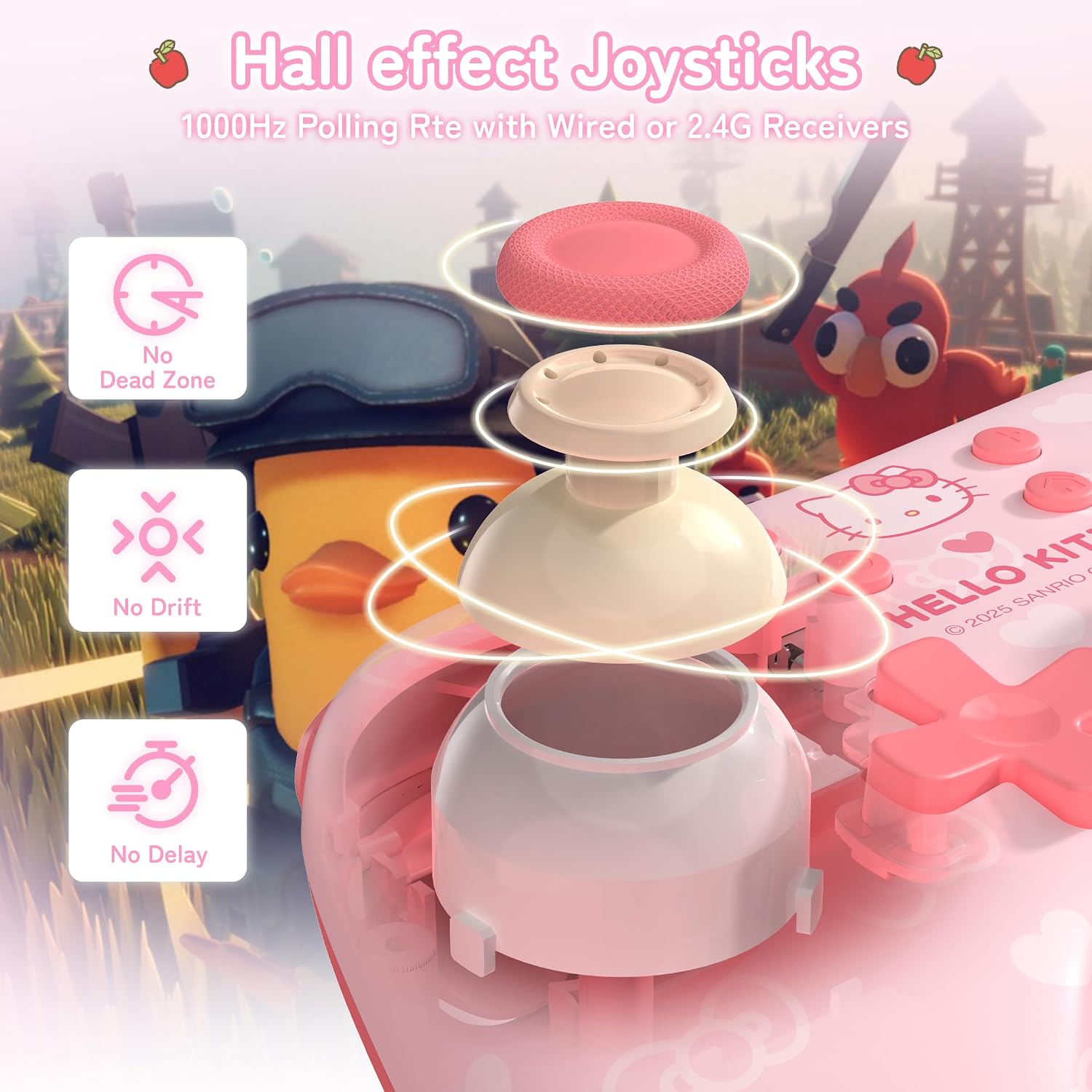CONTROL INALÁMBRICO KUITMOR HELLO KITTY SWITCH PRO BLUETOOTH Y USB-C ROSA - 5
