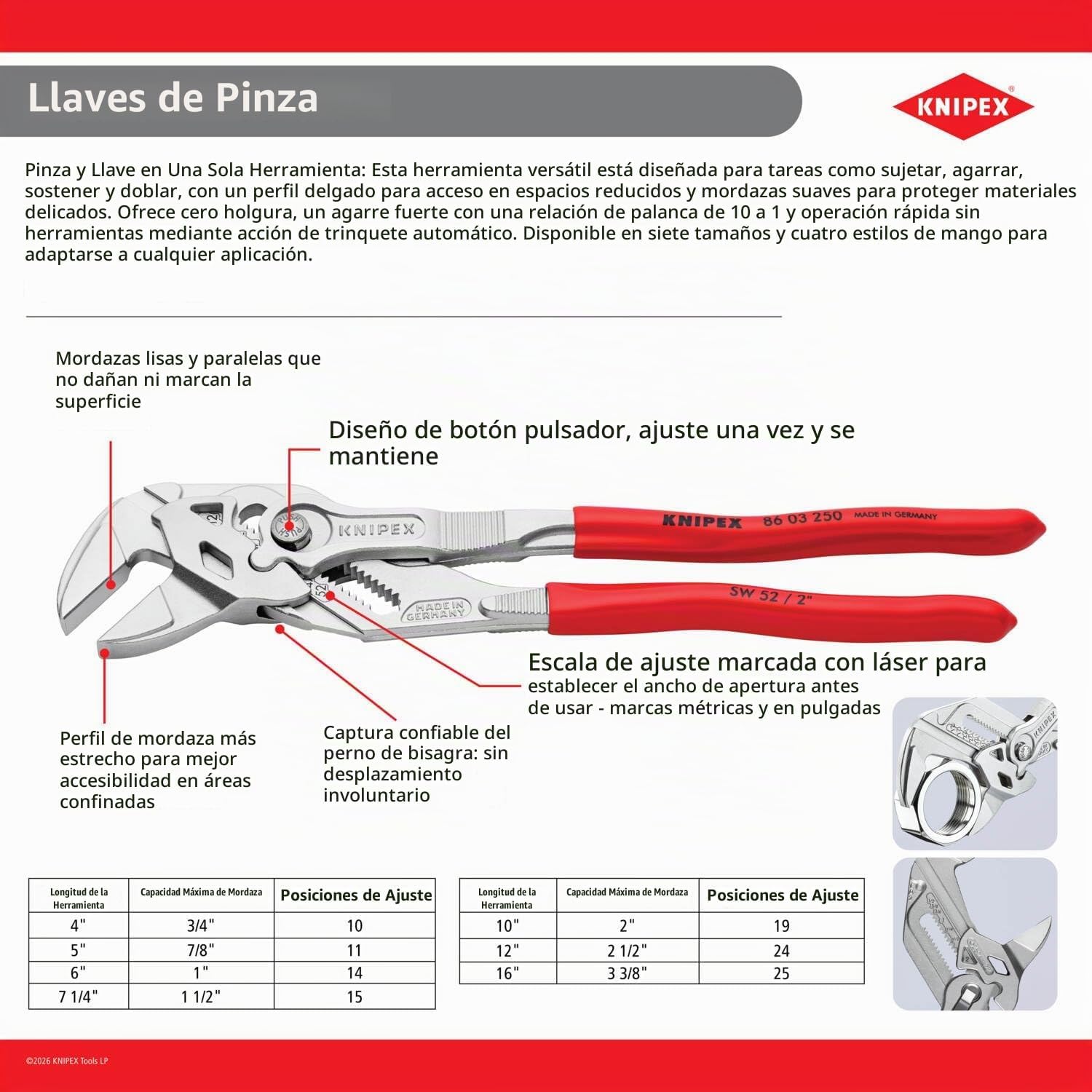 ALICATE CAIMÁN KNIPEX 8601180 7 1/4 PULGADAS ACABADO NEGRO - 4