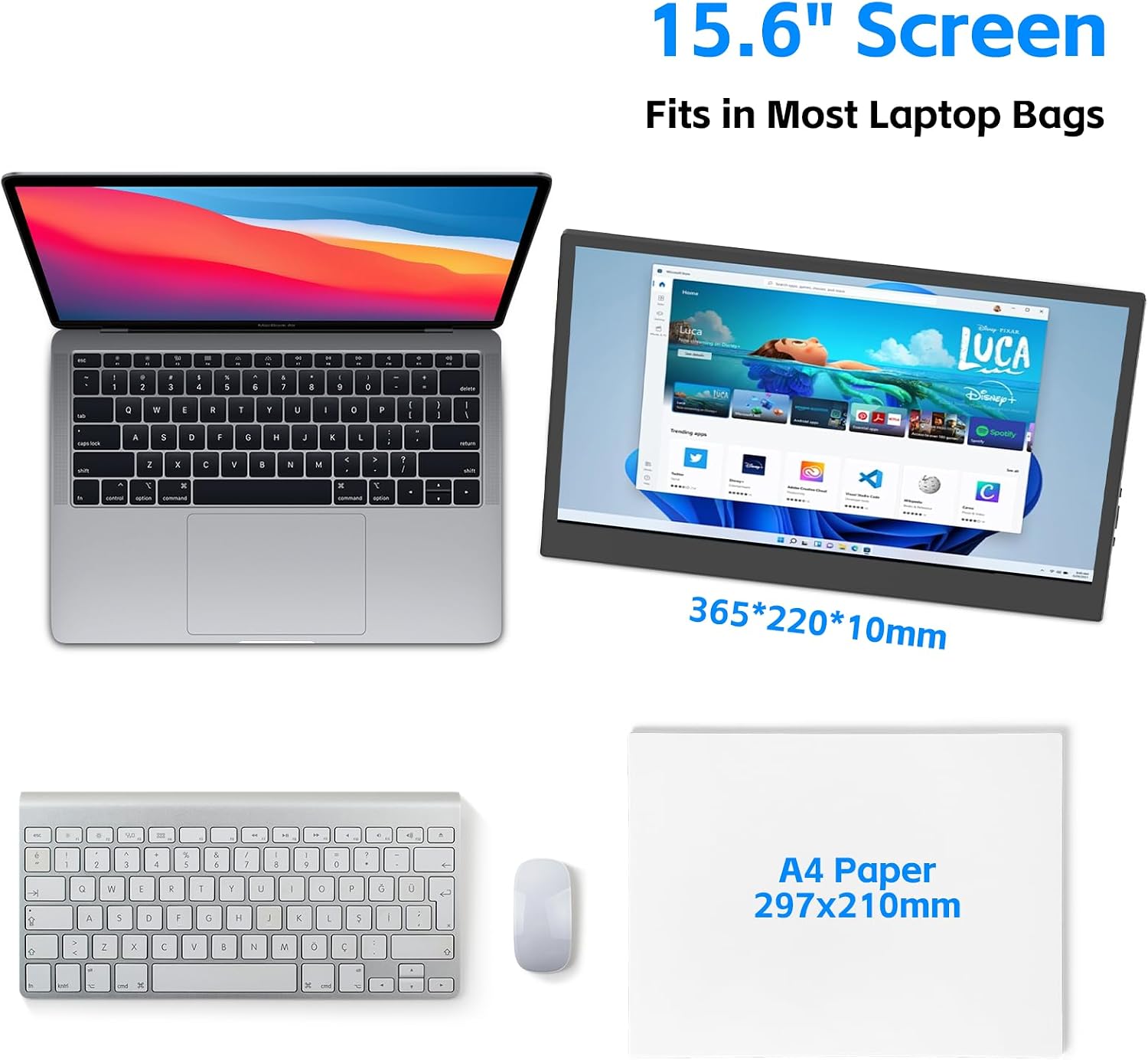 MONITOR PORTÁTIL JUSTTHINK 15.6 PULGADAS USB-C HDMI - 2