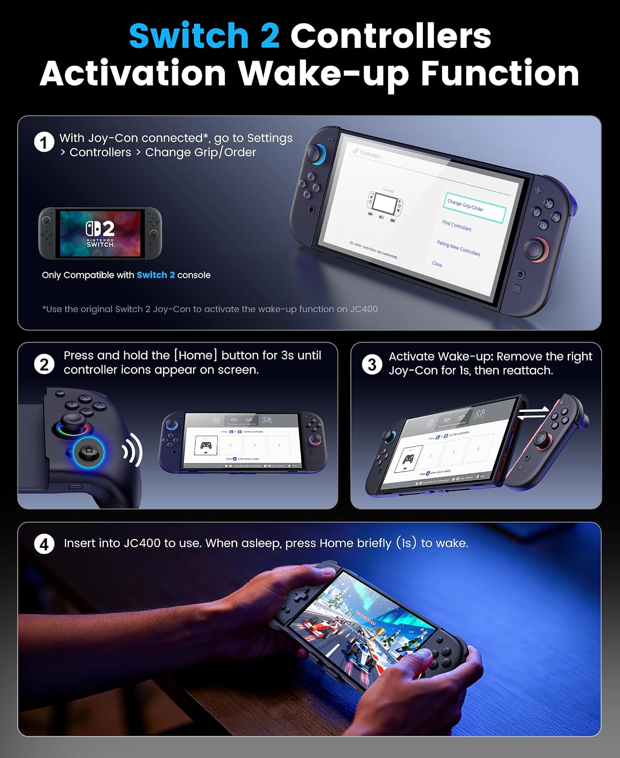 CONTROL INALÁMBRICO GAMMEEFY JC400 GEN 2 PARA SWITCH 2 CON JOYSTICKS HALL EFFECT - 5