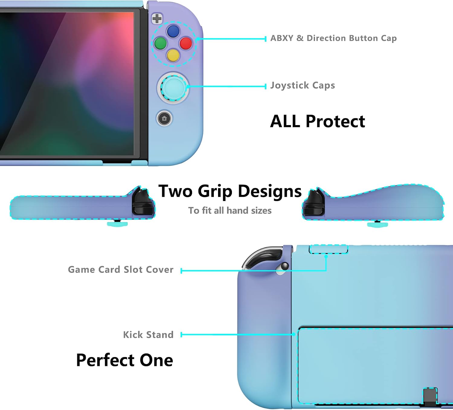FUNDA PROTECTORA PLAYVITAL ALTERGRIPS PARA NINTENDO SWITCH OLED COLOR VIOLETA DEGRADADO - 3