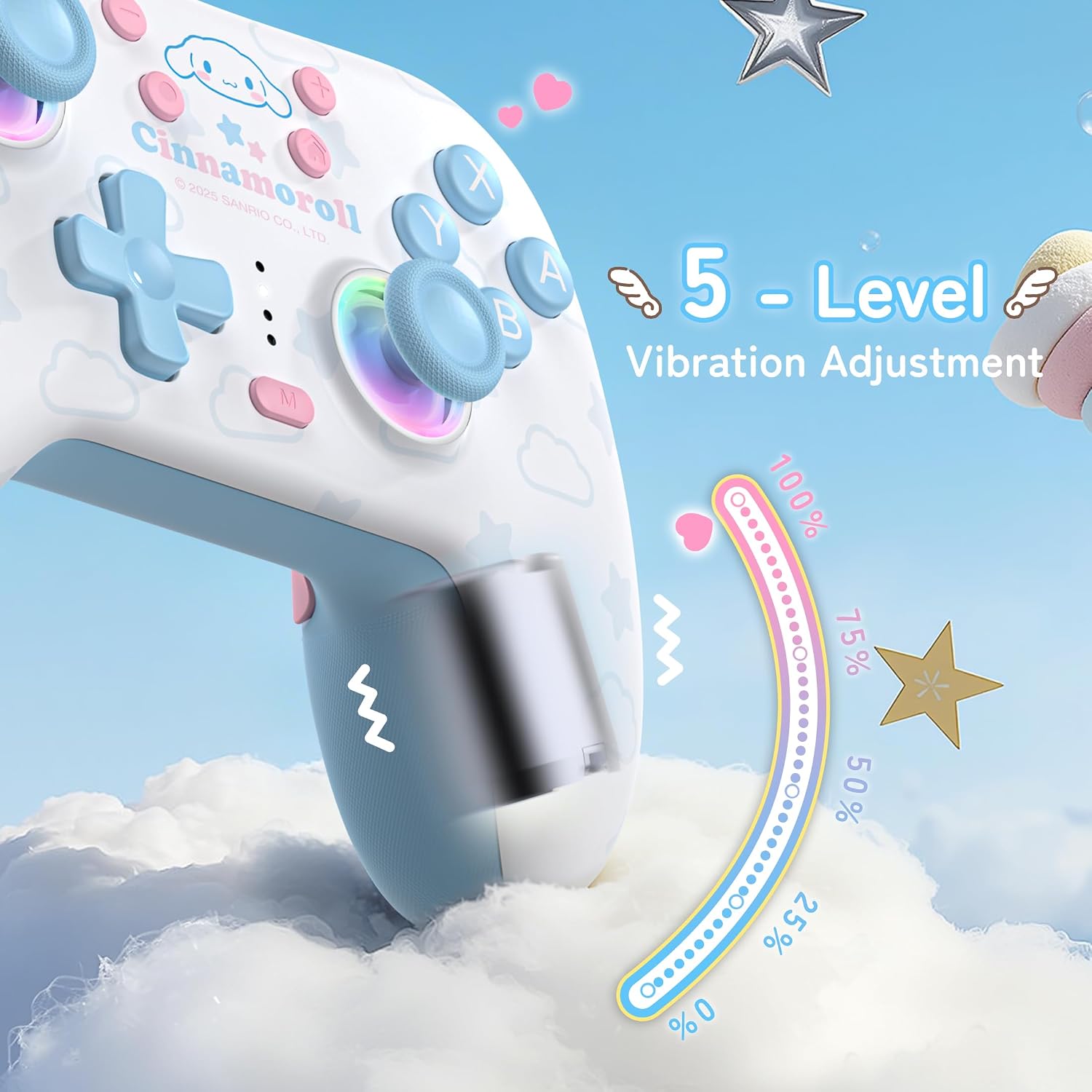 CONTROL INALÁMBRICO KUITMOR CINNAMOROLL SWITCH PRO BLUETOOTH Y USB-C AZUL - 3