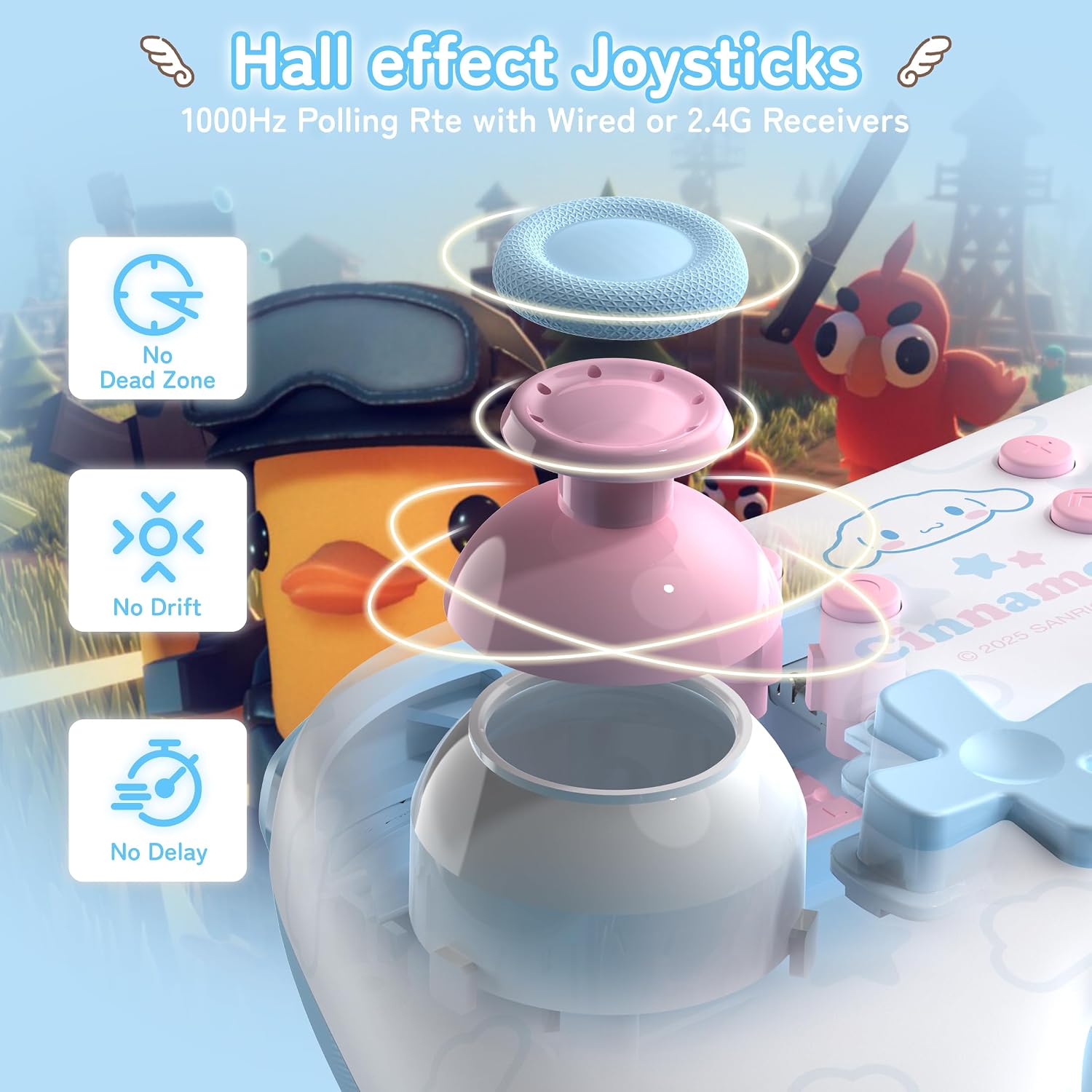 CONTROL INALÁMBRICO KUITMOR CINNAMOROLL SWITCH PRO BLUETOOTH Y USB-C AZUL - 5