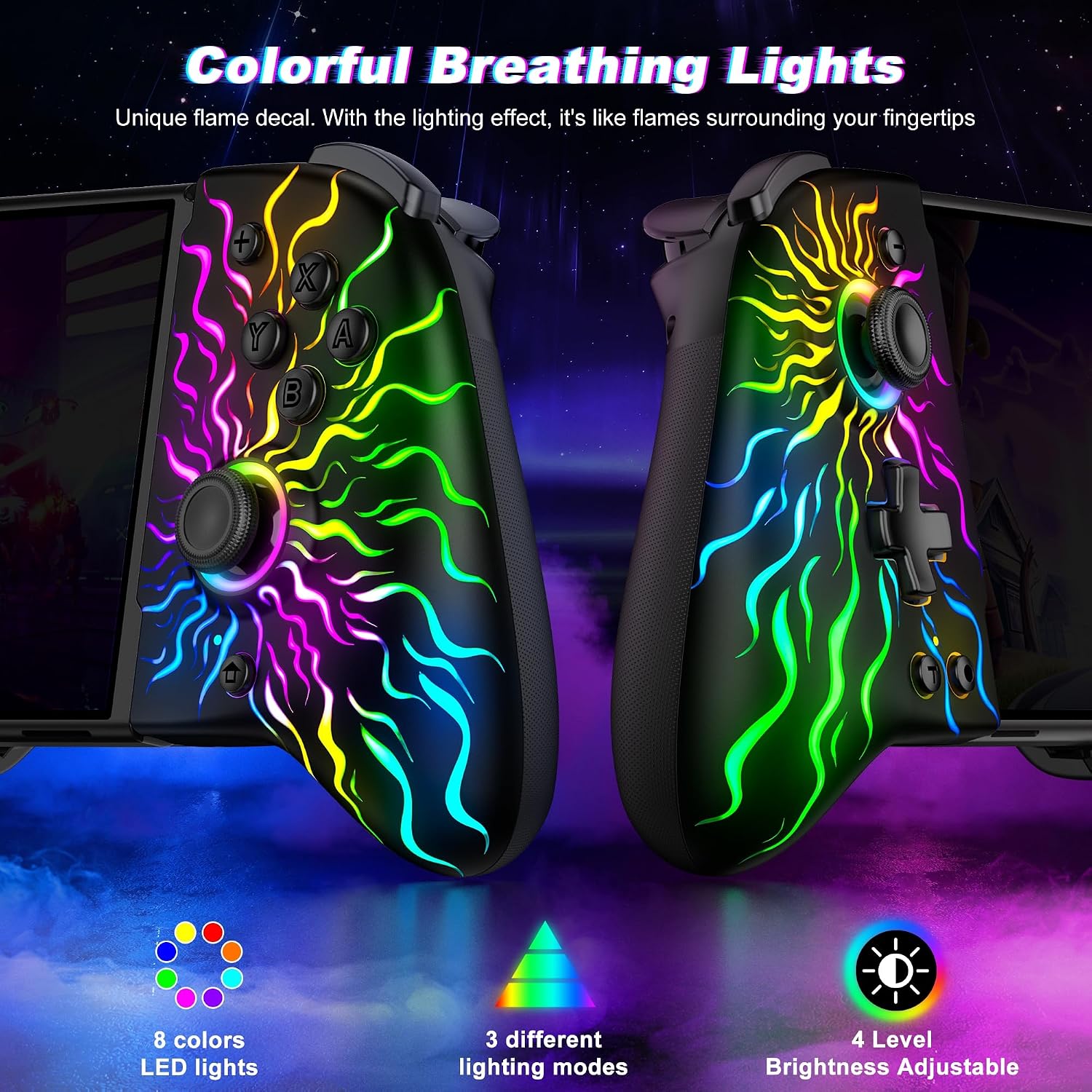 CONTROL PARA SWITCH GAMMEEFY JC205 CON JOYSTICKS HALL EFFECT Y LUZ RGB MULTICOLOR - 4