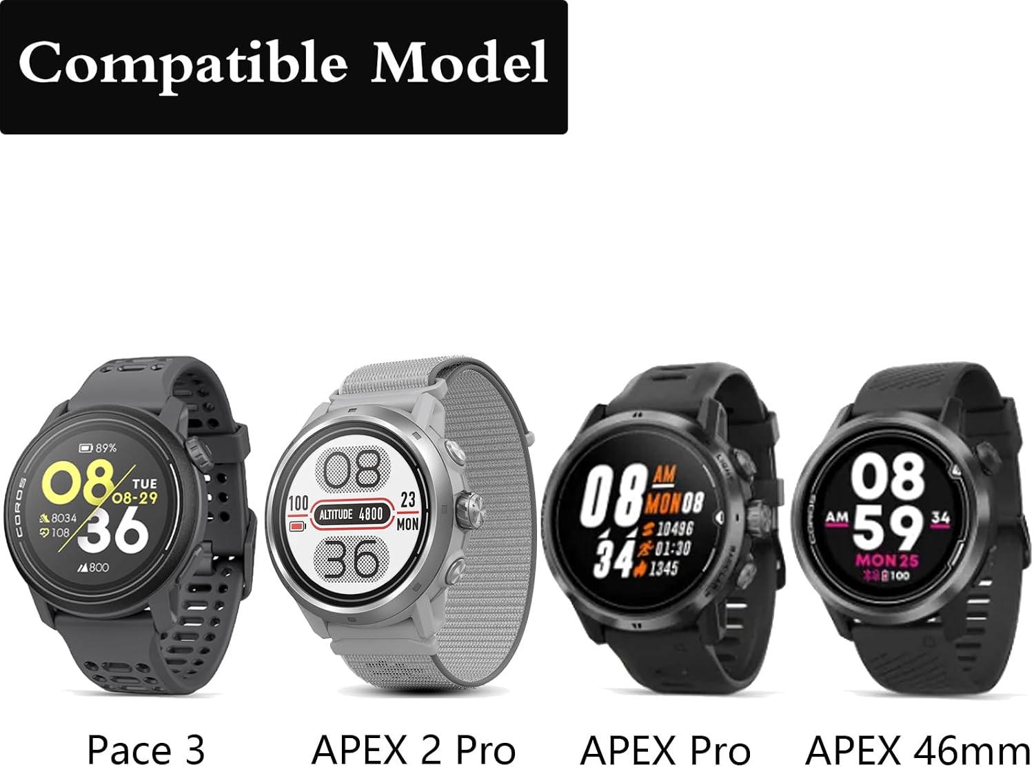 PULSERAS DE NYLON MAGNÉTICAS HARIKIRI PARA COROS PACE 4/3/APEX 2 PRO/APEX PRO/APEX 46MM 2 UNIDADES - 4