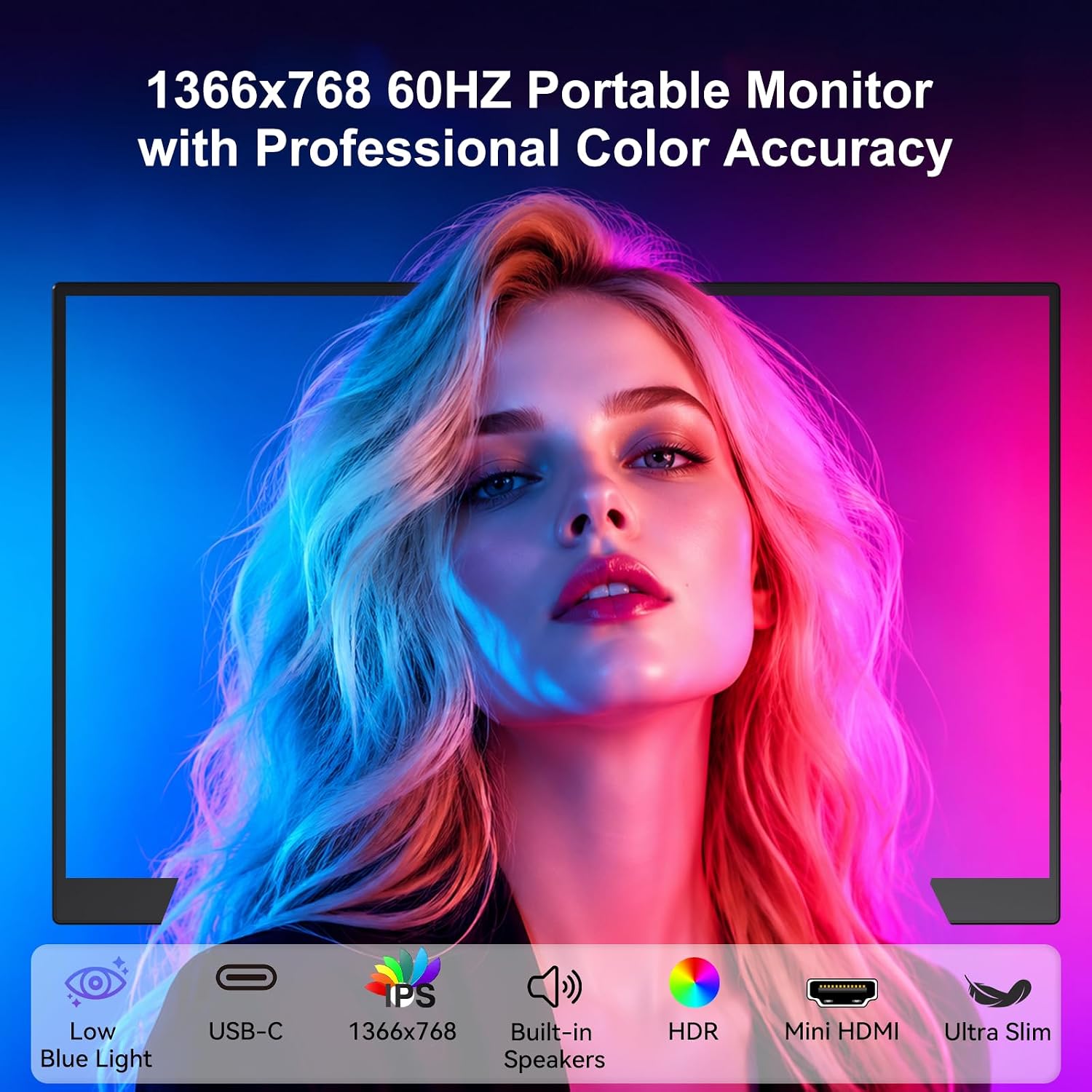 MONITOR PORTÁTIL JUSTTHINK 13.3 PULGADAS HDMI USB-C - 2