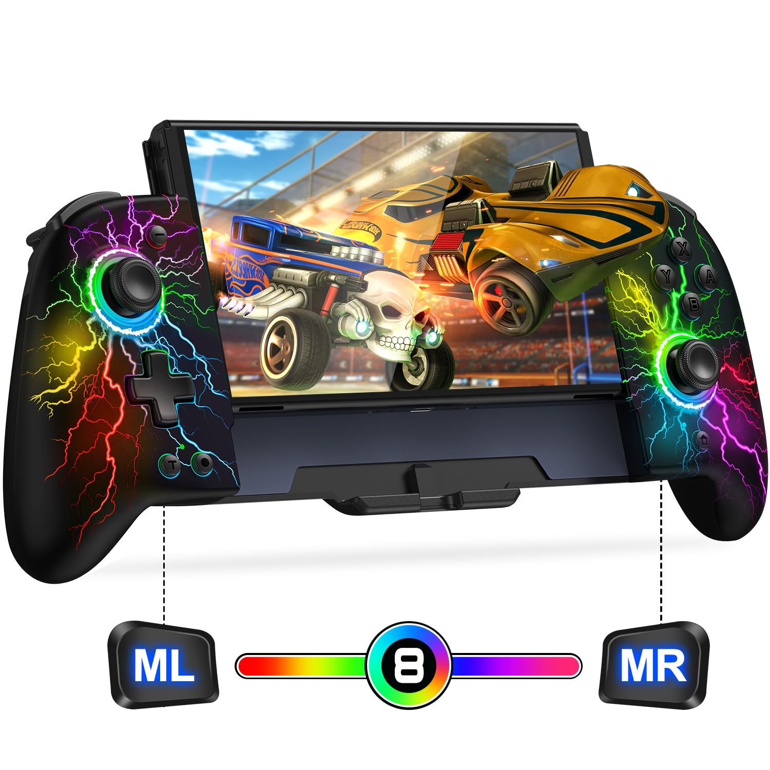 CONTROL INALÁMBRICO GAMMEEFY SWITCH CON JOYSTICKS HALL EFFECT Y LUZ RGB - 1