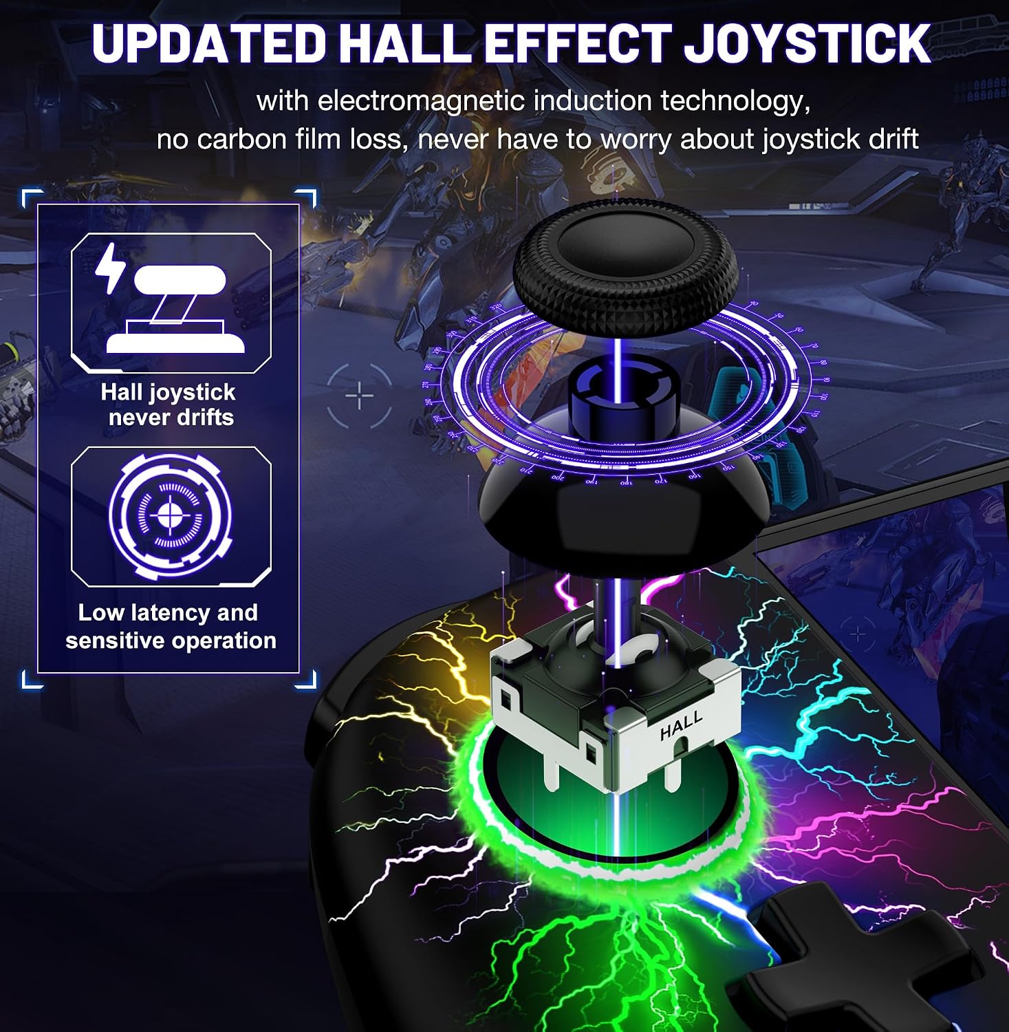 CONTROL INALÁMBRICO GAMMEEFY SWITCH CON JOYSTICKS HALL EFFECT Y LUZ RGB - 2