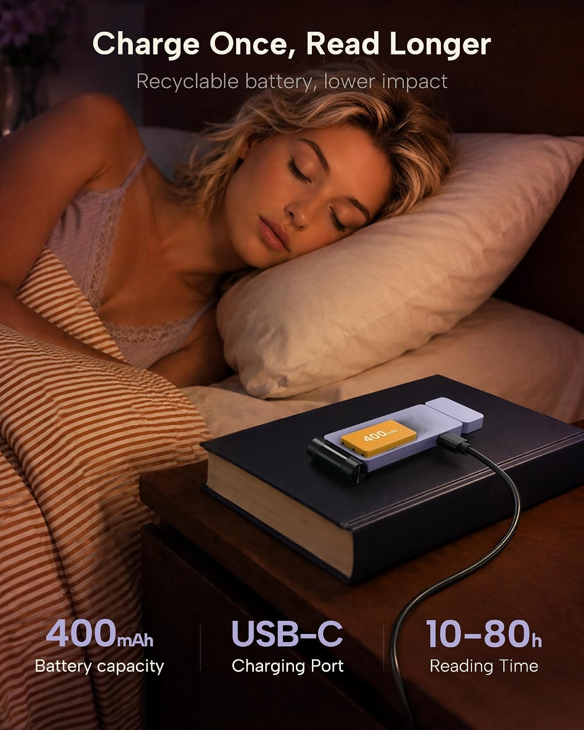 LÁMPARA DE MESA 86LUX BOOK LIGHT RECARGABLE CON CLIP LED PARA LECTURA - 5