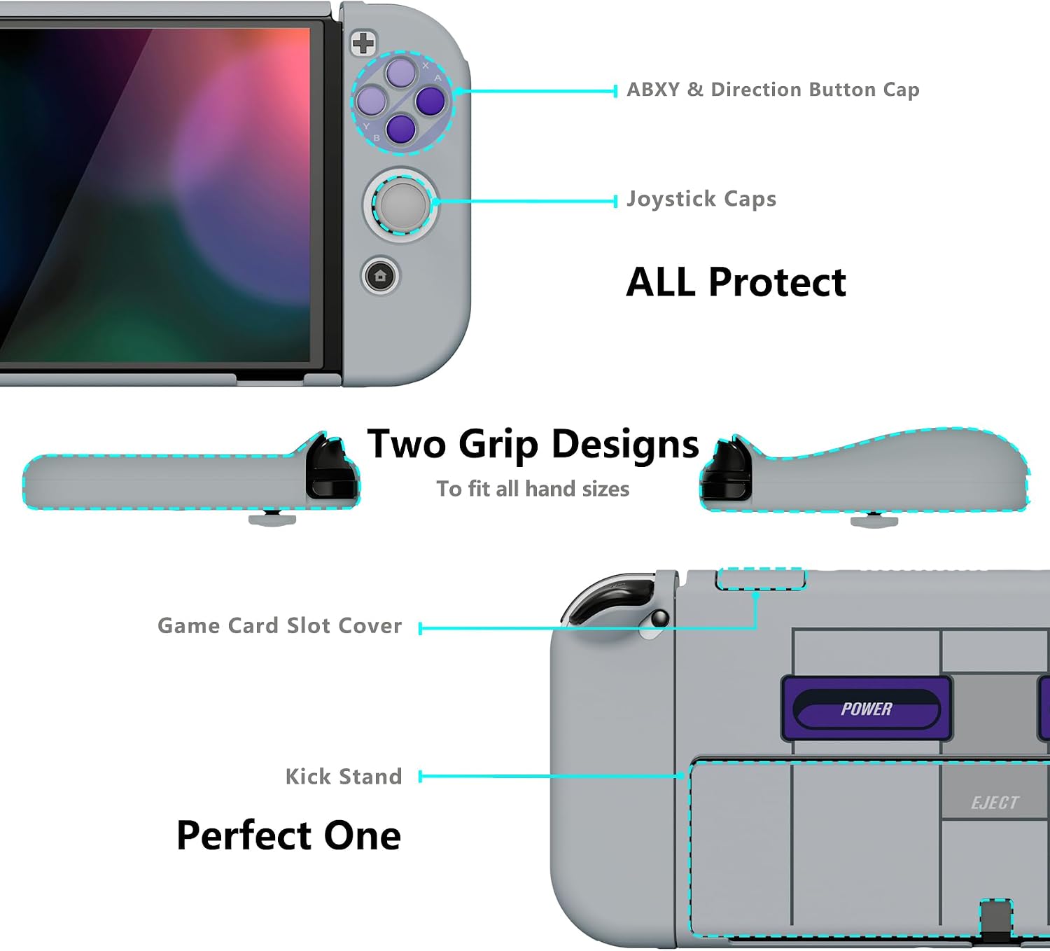 FUNDA PROTECTORA PLAYVITAL ALTERGRIPS PARA NINTENDO SWITCH OLED CON GRIPS ERGONÓMICOS Y TAPAS PARA BOTONES - 3