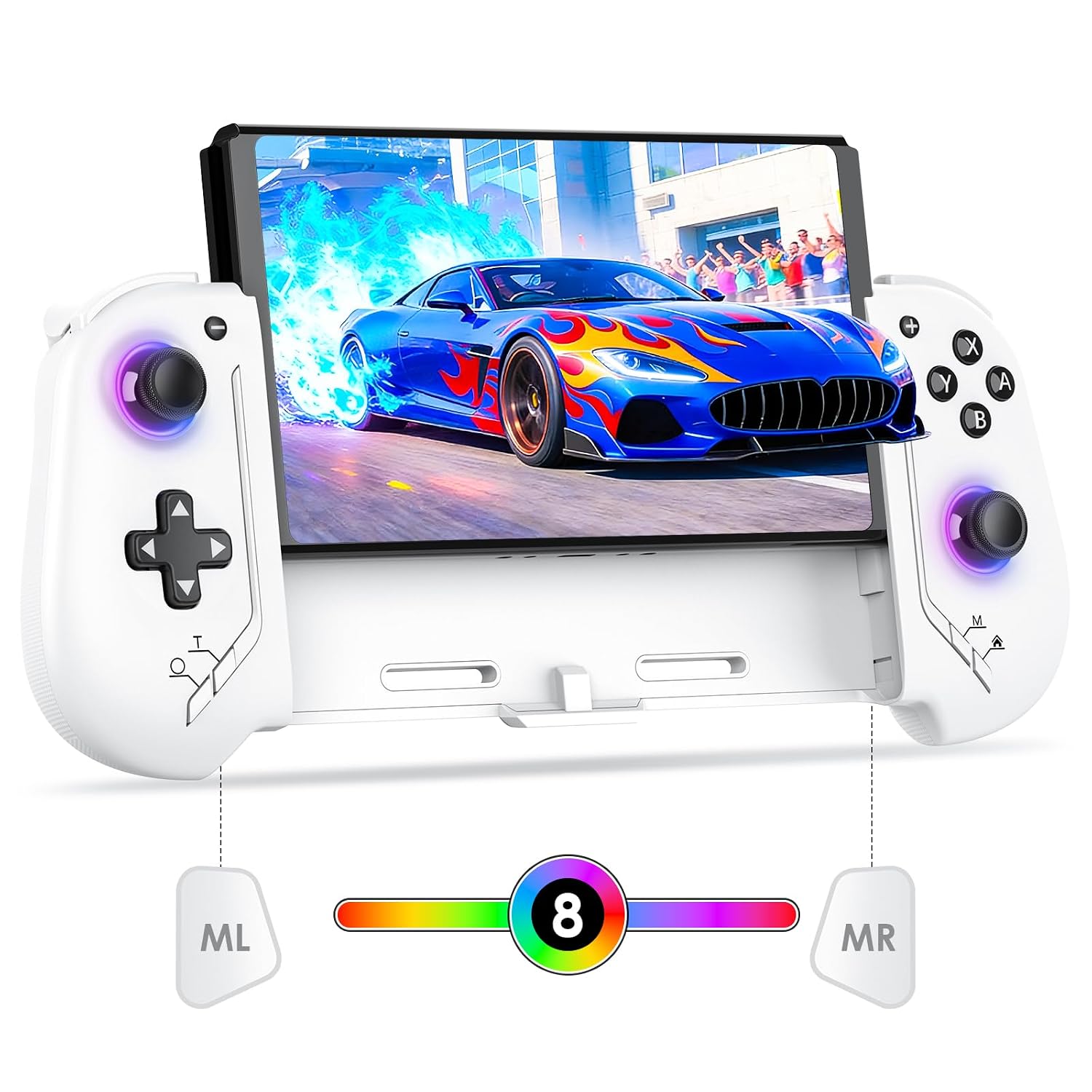 CONTROL PARA NINTENDO SWITCH MOONAG BLANCO CON GIROSCOPIO 6 EJES Y BATERÍA 1000MAH - 1