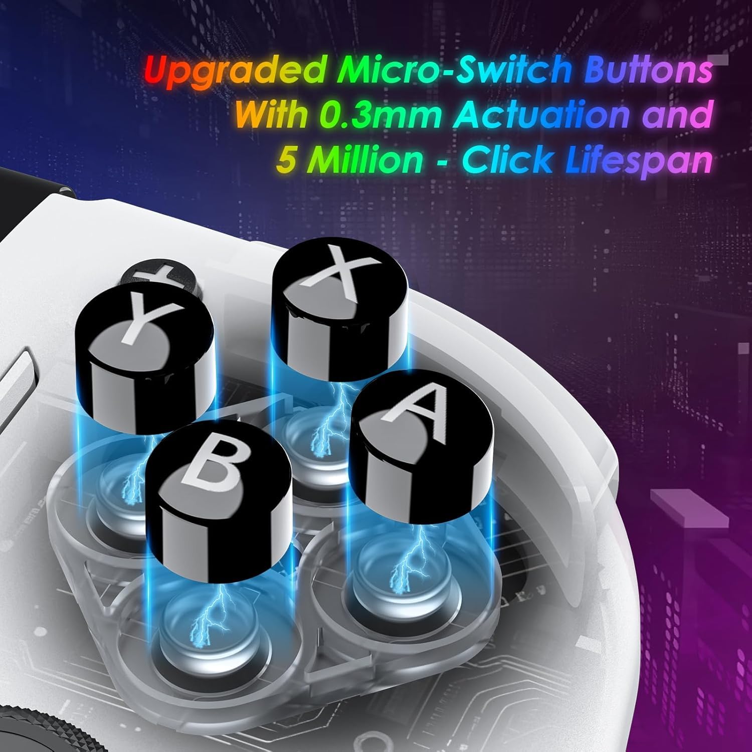 CONTROL PARA NINTENDO SWITCH MOONAG BLANCO CON GIROSCOPIO 6 EJES Y BATERÍA 1000MAH - 4