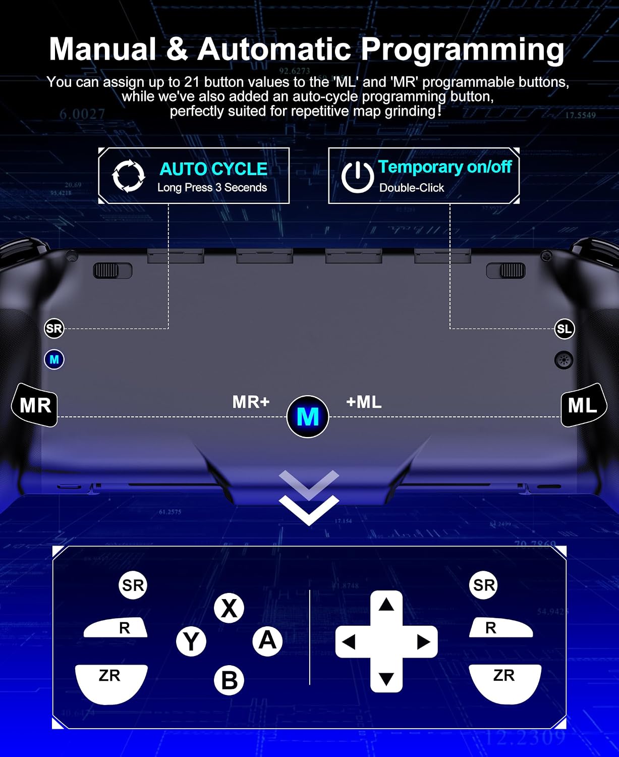 CONTROL INALÁMBRICO GAMMEEFY PARA SWITCH CON JOYSTICKS HALL EFFECT Y LUZ RGB - 5