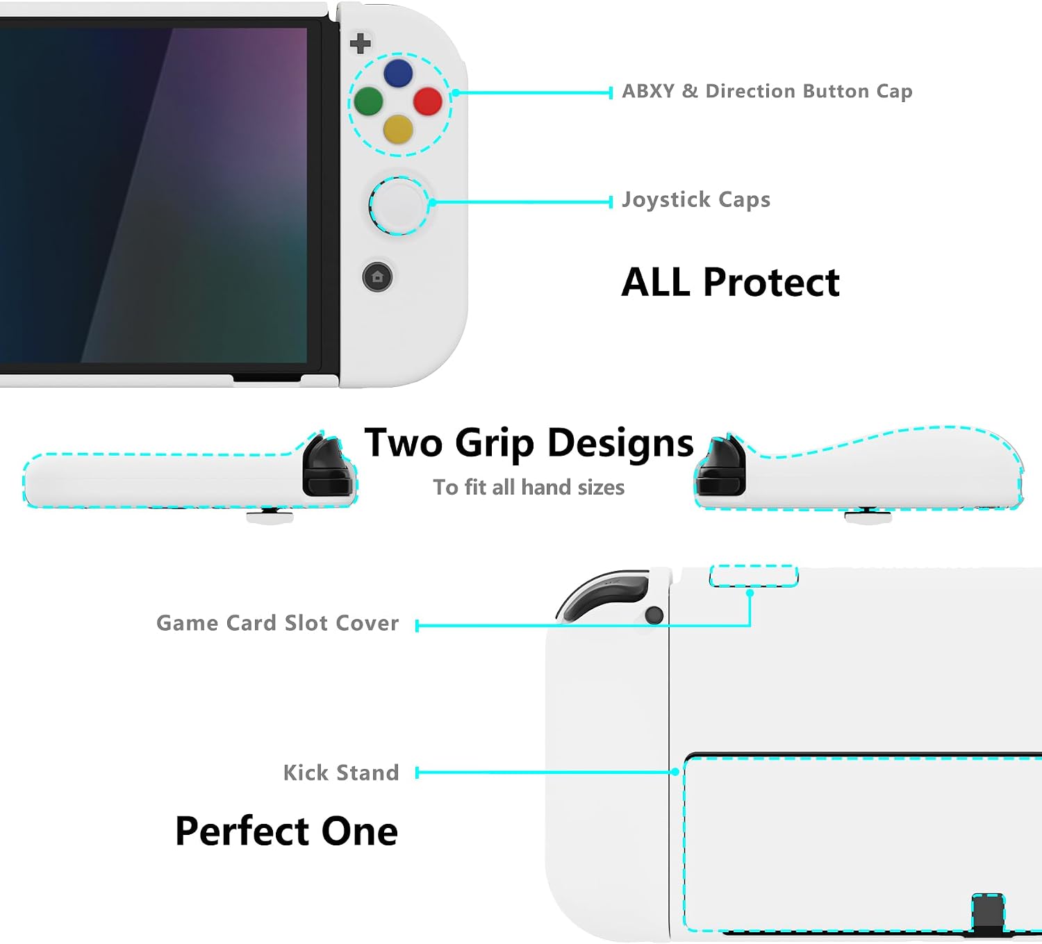 FUNDA PROTECTORA PLAYVITAL ALTERGRIPS PARA NINTENDO SWITCH OLED BLANCA - 3
