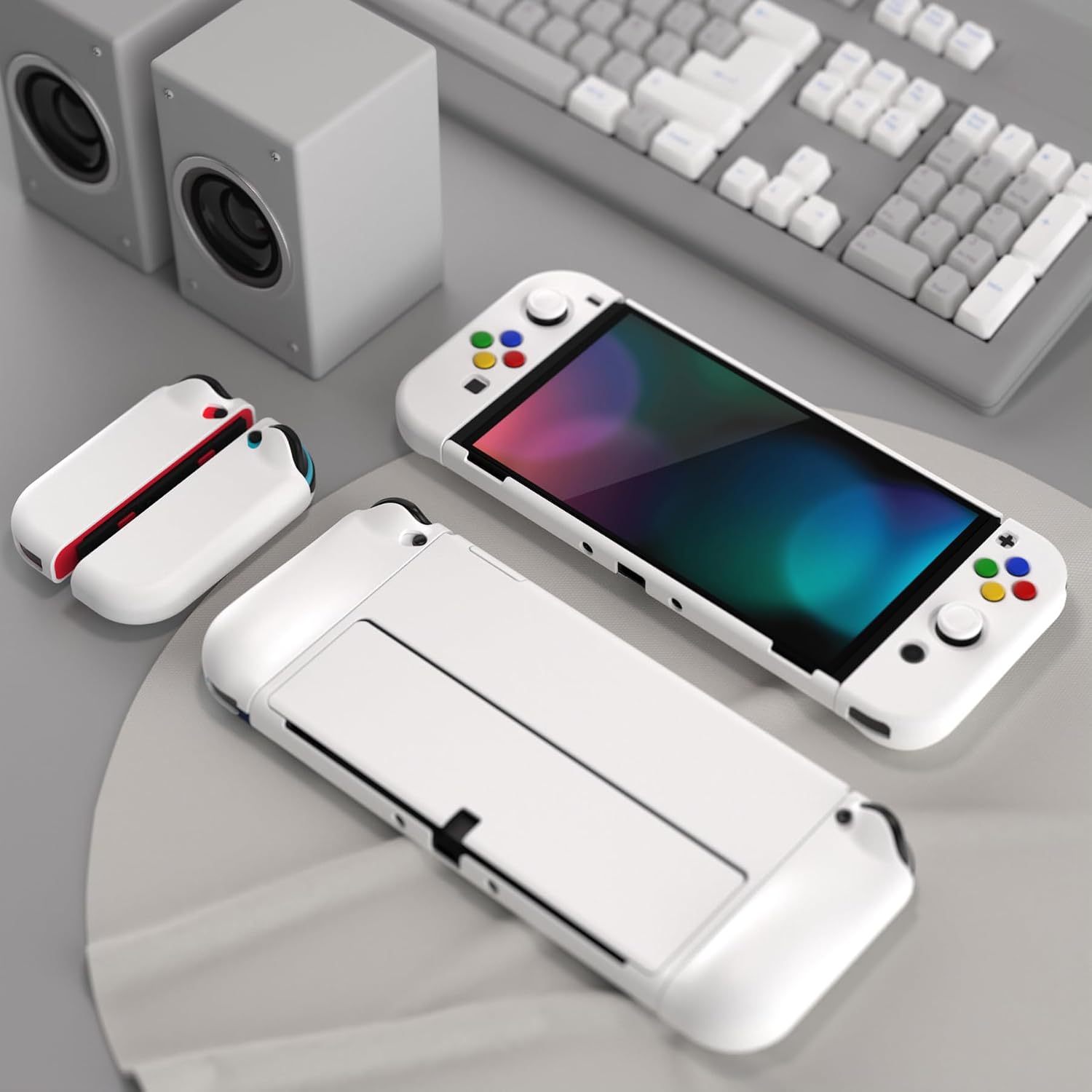 FUNDA PROTECTORA PLAYVITAL ALTERGRIPS PARA NINTENDO SWITCH OLED BLANCA - 4