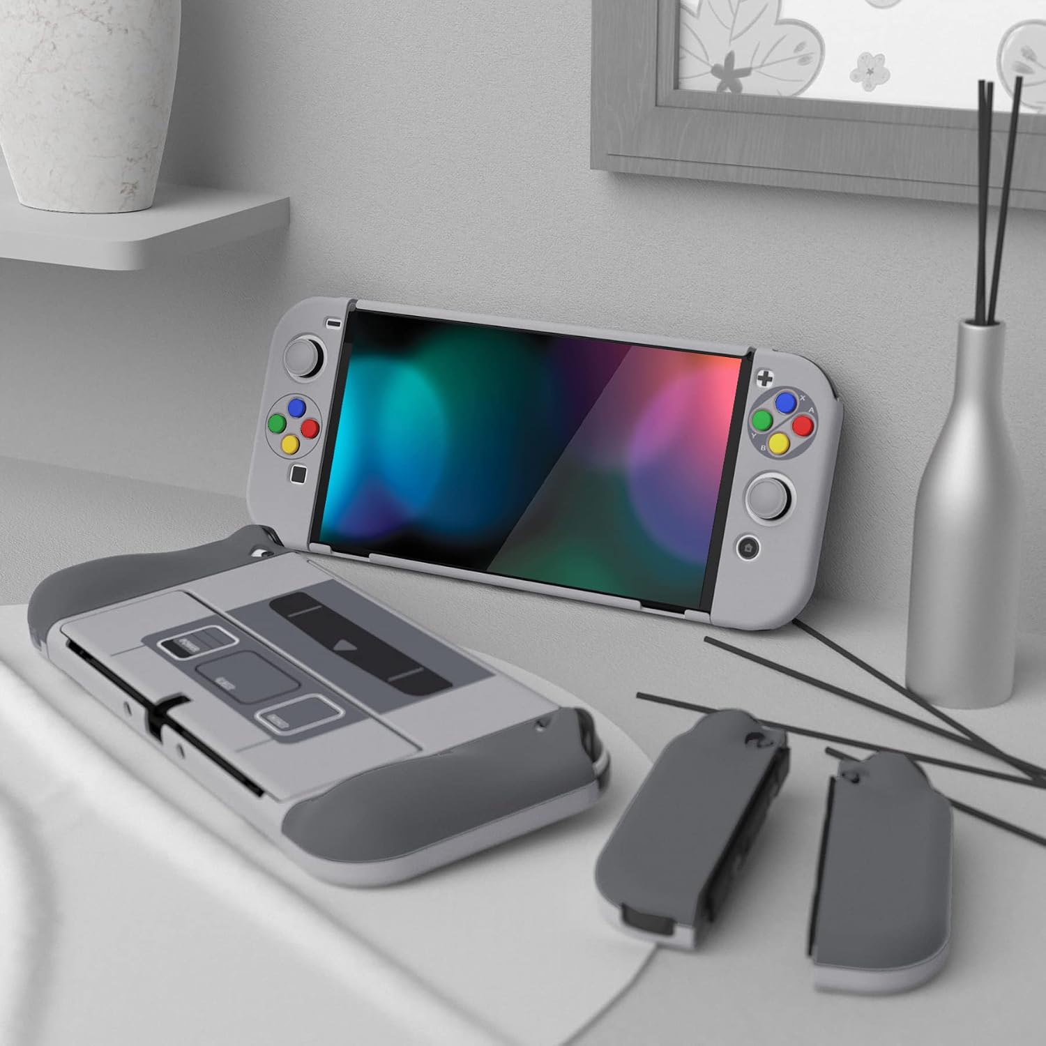 FUNDA PROTECTORA PLAYVITAL ALTERGRIPS PARA NINTENDO SWITCH OLED ESTILO SFC SNES CLASSIC EU - 3