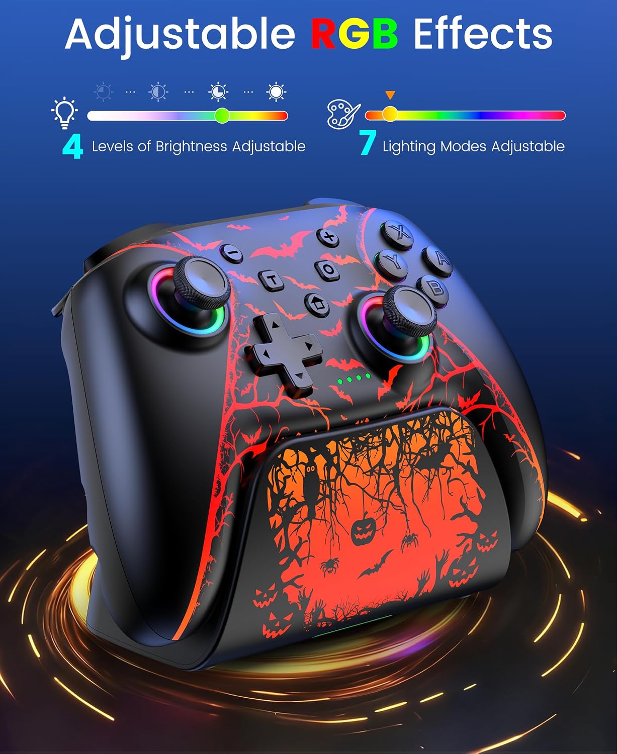 CONTROL INALÁMBRICO SPICAN SWITCH 2 PRO CON BASE DE CARGA Y LUZ RGB PUMPKIN GLOW - 5