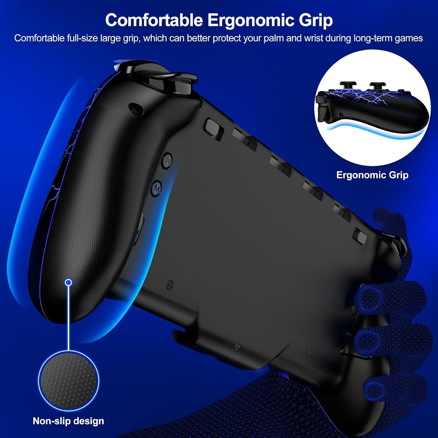 CONTROL INALÁMBRICO GAMMEEFY SWITCH CON JOYSTICKS HALL EFFECT Y LUZ RGB SPIDER SILK - 4
