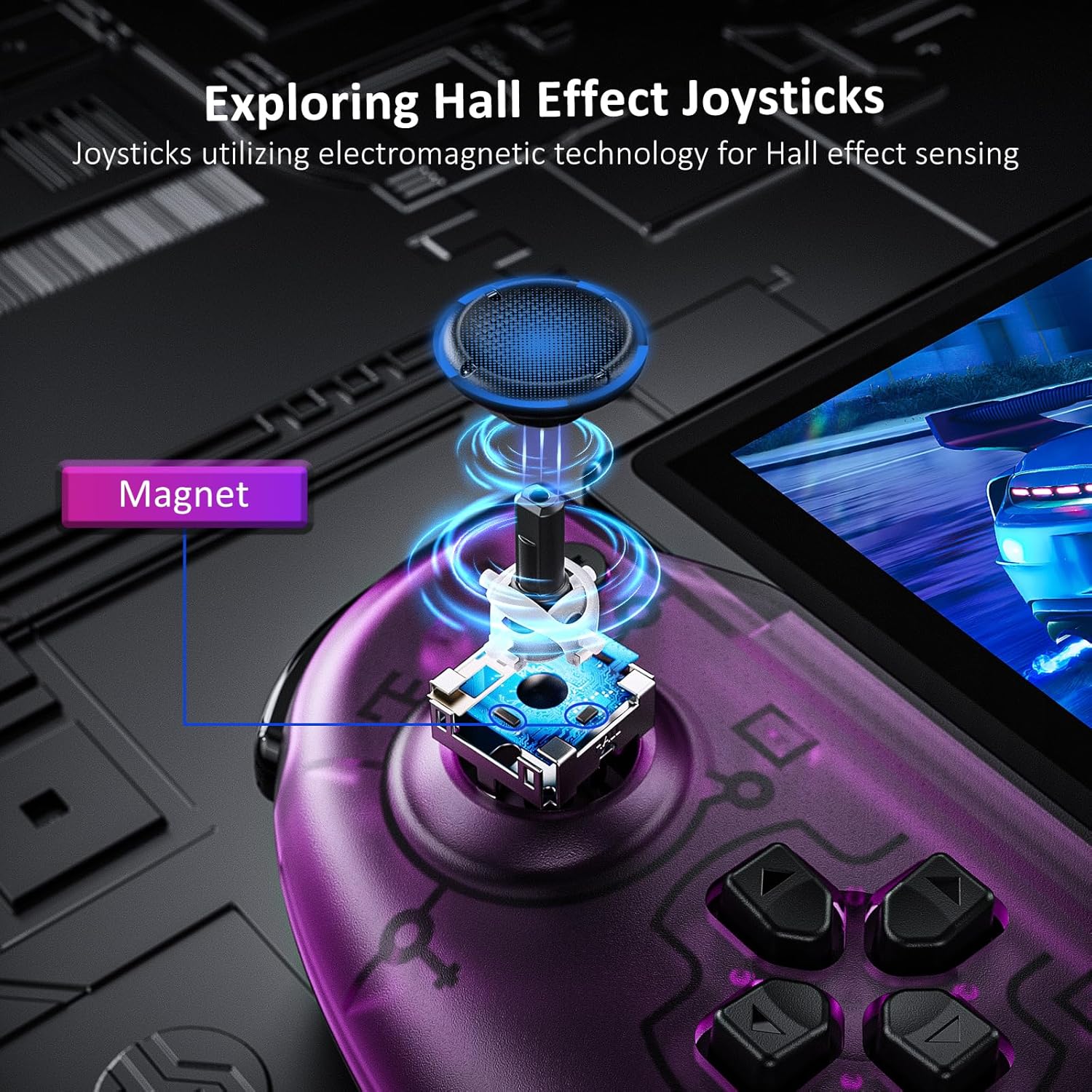 MANDO NEXIGO HALL EFFECT GRIPCON CON SOPORTE Y SALIDA HDMI PARA SWITCH/OLED, PÚRPURA - 2