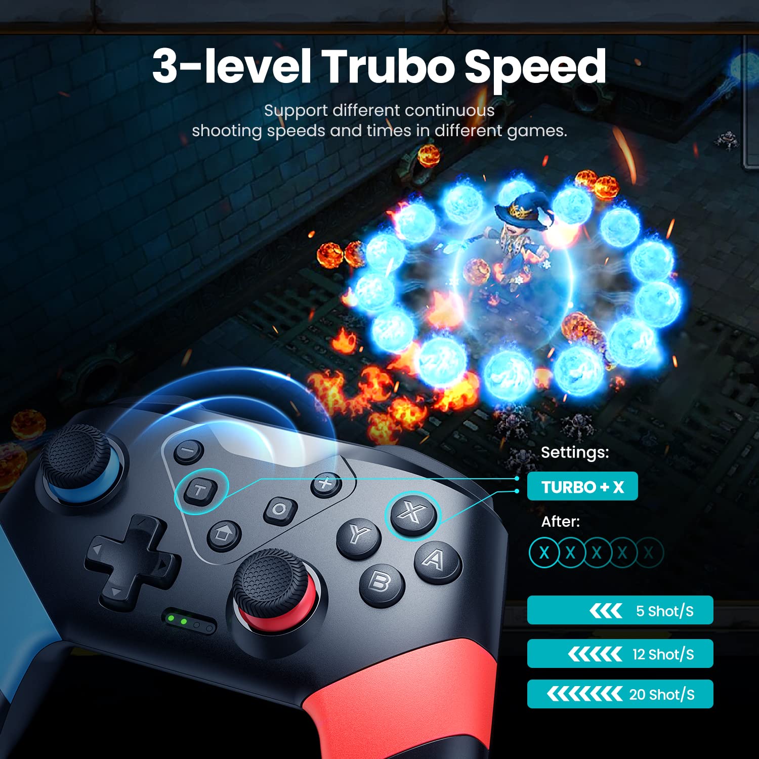 MANDO VOYEE PRO PARA SWITCH/LITE/OLED ROJO-AZUL - 4
