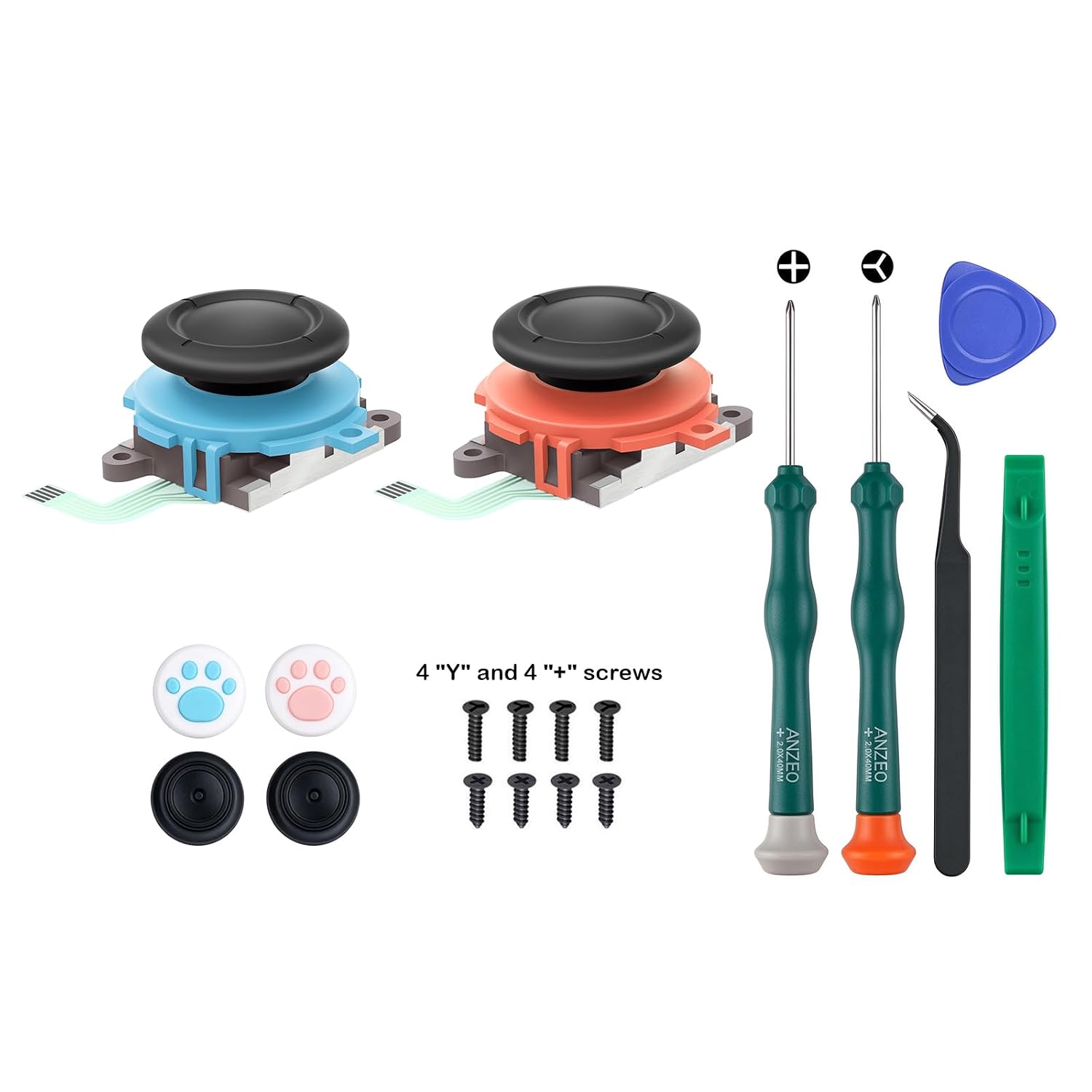 KIT DE REEMPLAZO DE JOYSTICK PARA JOYCON JAOYSTII SWITCH 2 (L/R) AZUL/ROJO 2 UNIDADES - 1