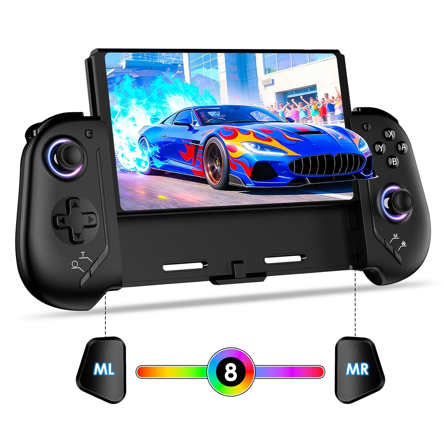 CONTROL INALÁMBRICO MOONAG PARA NINTENDO SWITCH CON GIROSCOPIO 6 EJES Y BATERÍA 1000MAH NEGRO - 1