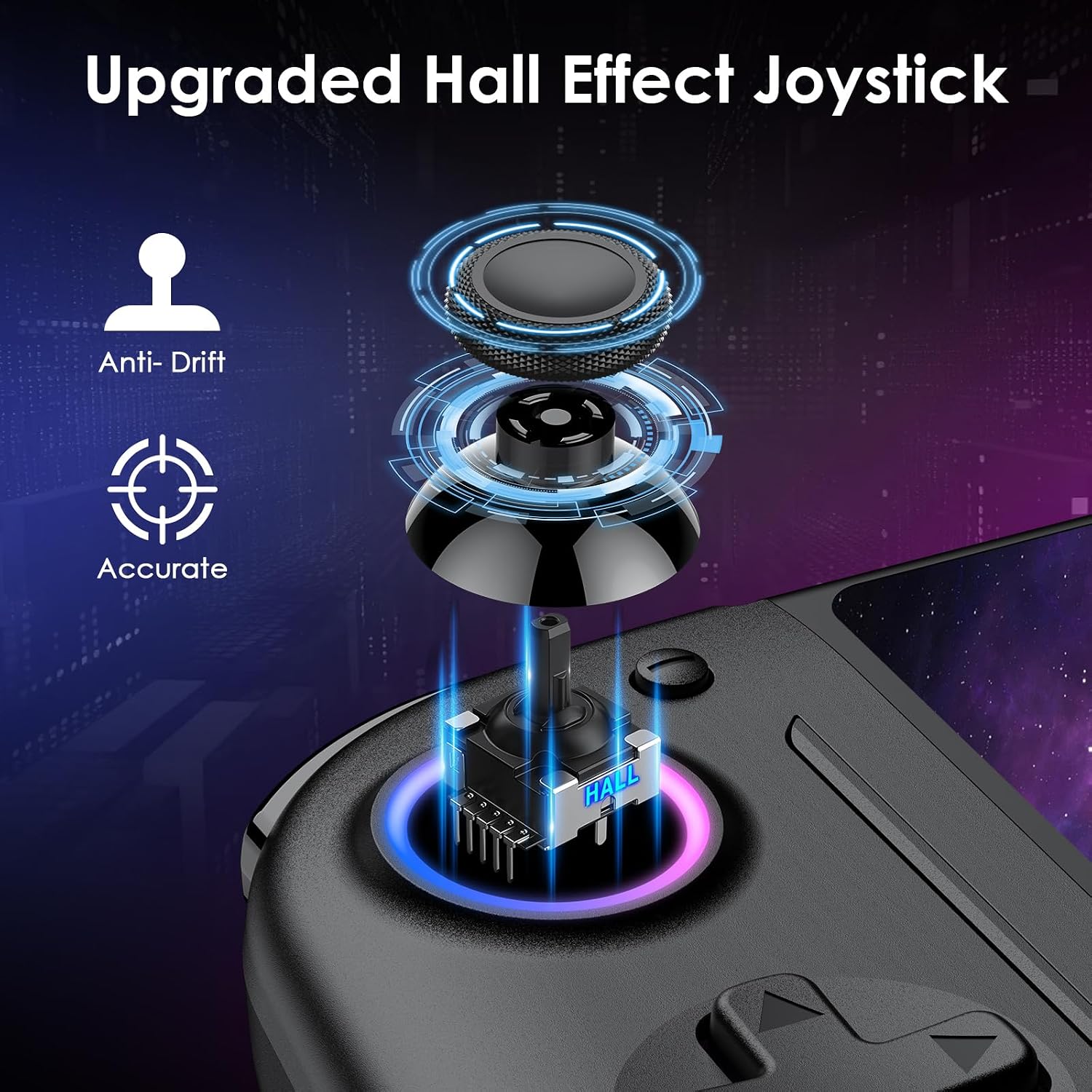 CONTROL INALÁMBRICO MOONAG PARA NINTENDO SWITCH CON GIROSCOPIO 6 EJES Y BATERÍA 1000MAH NEGRO - 2