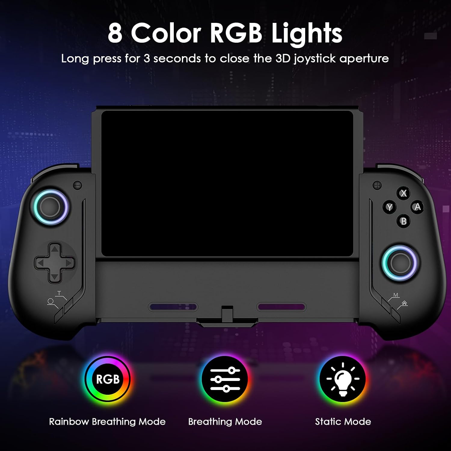 CONTROL INALÁMBRICO MOONAG PARA NINTENDO SWITCH CON GIROSCOPIO 6 EJES Y BATERÍA 1000MAH NEGRO - 3