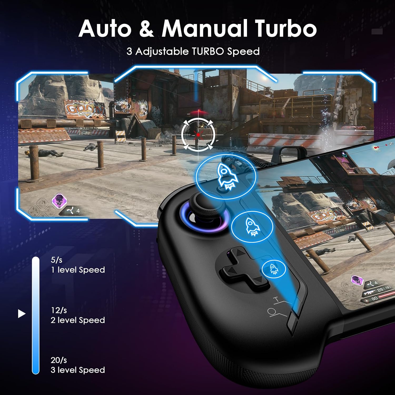 CONTROL INALÁMBRICO MOONAG PARA NINTENDO SWITCH CON GIROSCOPIO 6 EJES Y BATERÍA 1000MAH NEGRO - 5
