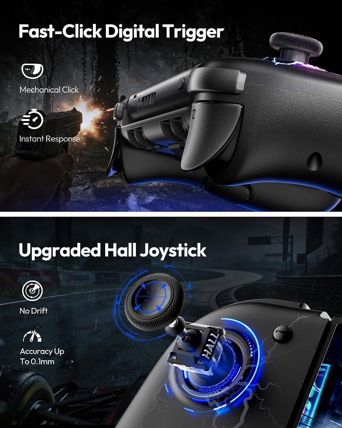 MANDO PARA SWITCH VOYEE CON JOYSTICK HALL EFFECT COLOR PÚRPURA - 2
