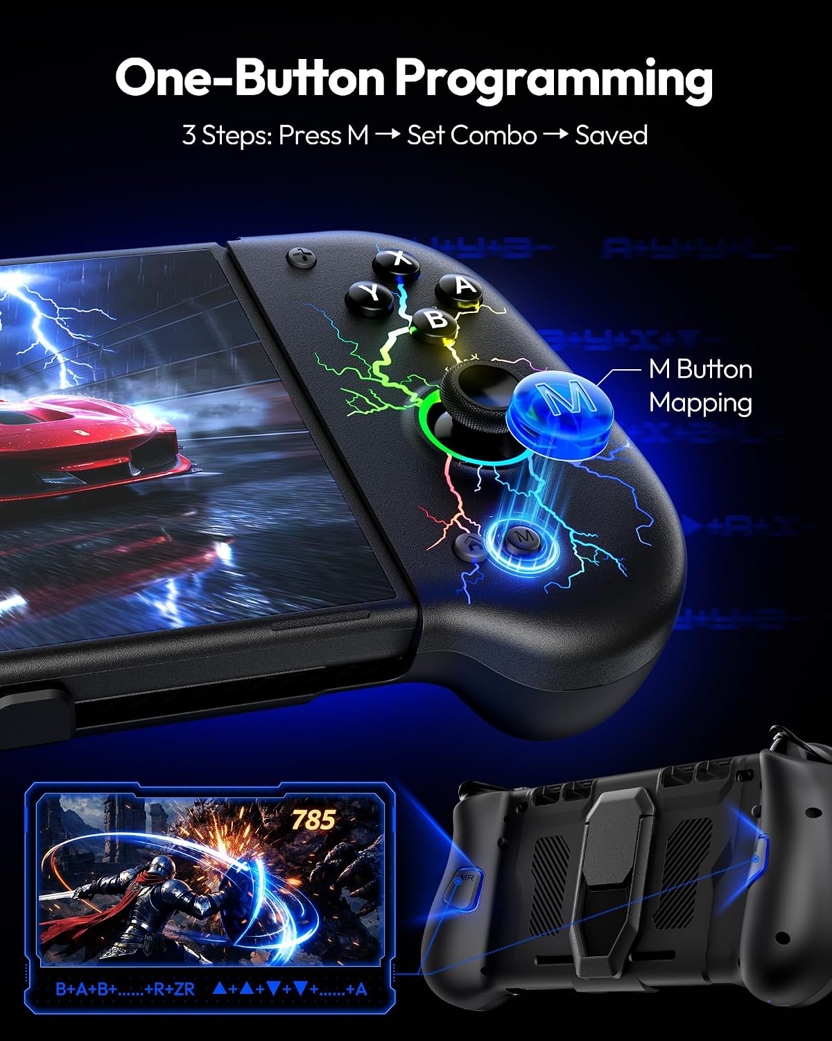 MANDO PARA SWITCH VOYEE CON JOYSTICK HALL EFFECT COLOR PÚRPURA - 3
