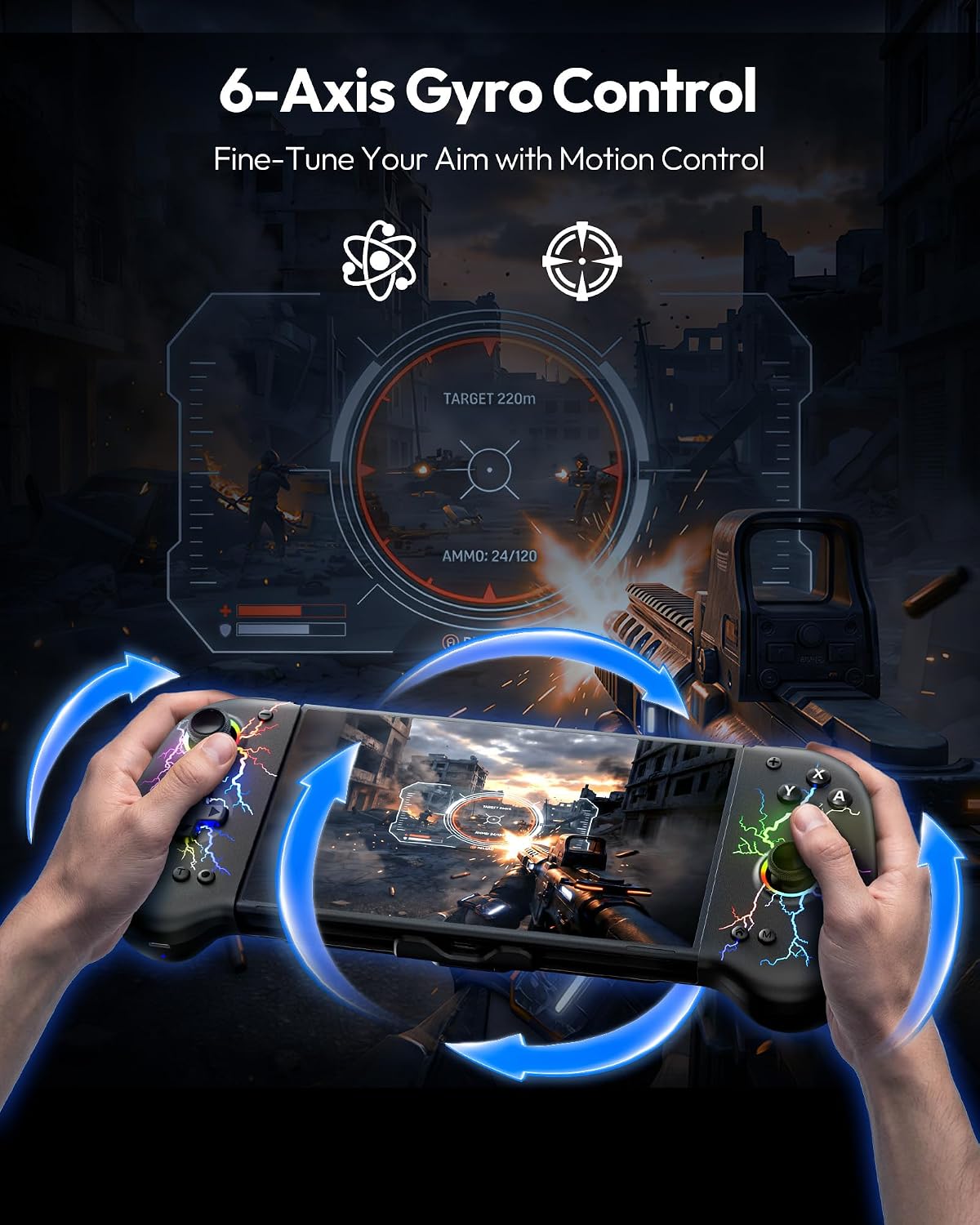 MANDO PARA SWITCH VOYEE CON JOYSTICK HALL EFFECT NEGRO - 5