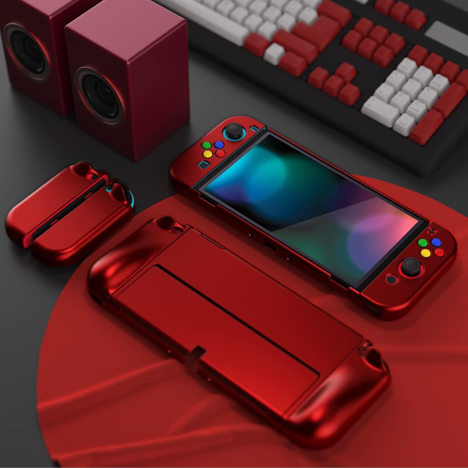 FUNDA PROTECTORA PLAYVITAL ALTERGRIPS PARA NINTENDO SWITCH OLED ROJO ESCARLATA - 4