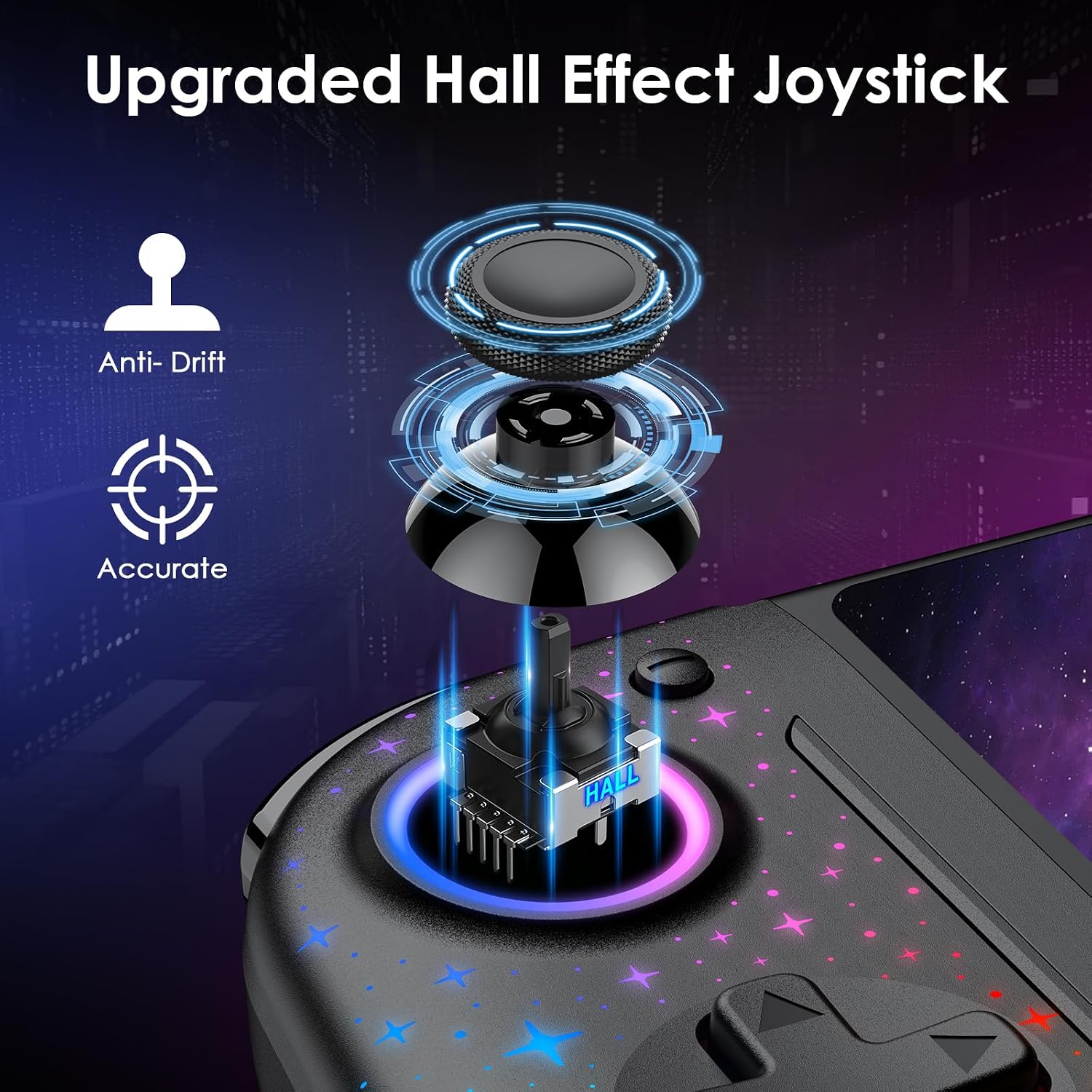 CONTROL INALÁMBRICO MOONAG PARA NINTENDO SWITCH CON GIROSCOPIO 6 EJES Y BATERÍA 1000MAH COLOR STAR - 2