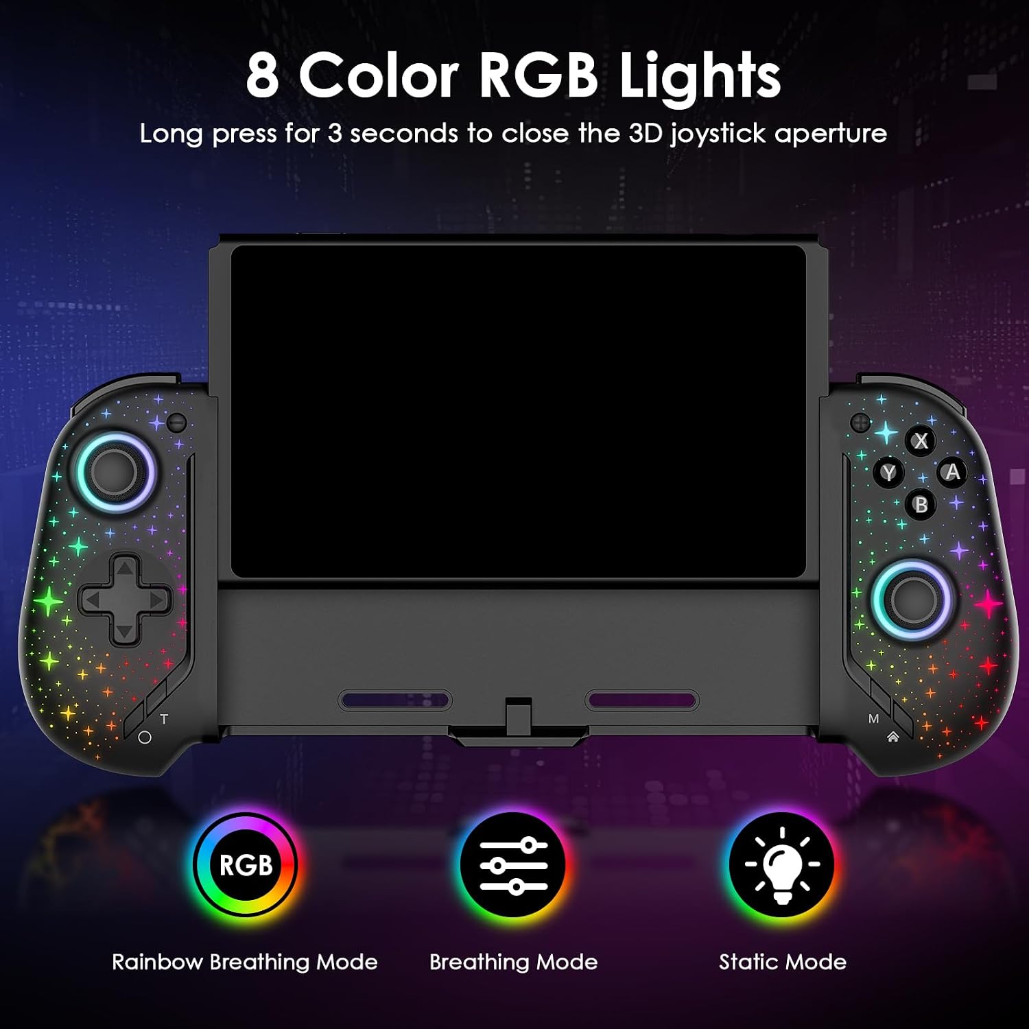 CONTROL INALÁMBRICO MOONAG PARA NINTENDO SWITCH CON GIROSCOPIO 6 EJES Y BATERÍA 1000MAH COLOR STAR - 3
