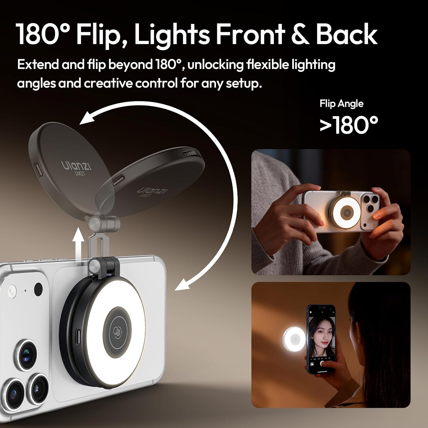 ILUMINADOR ULANZI LM21 DUAL SIDED MAGNETIC SELFIE RING LIGHT PARA TELÉFONO CON MAGSAFE - 3