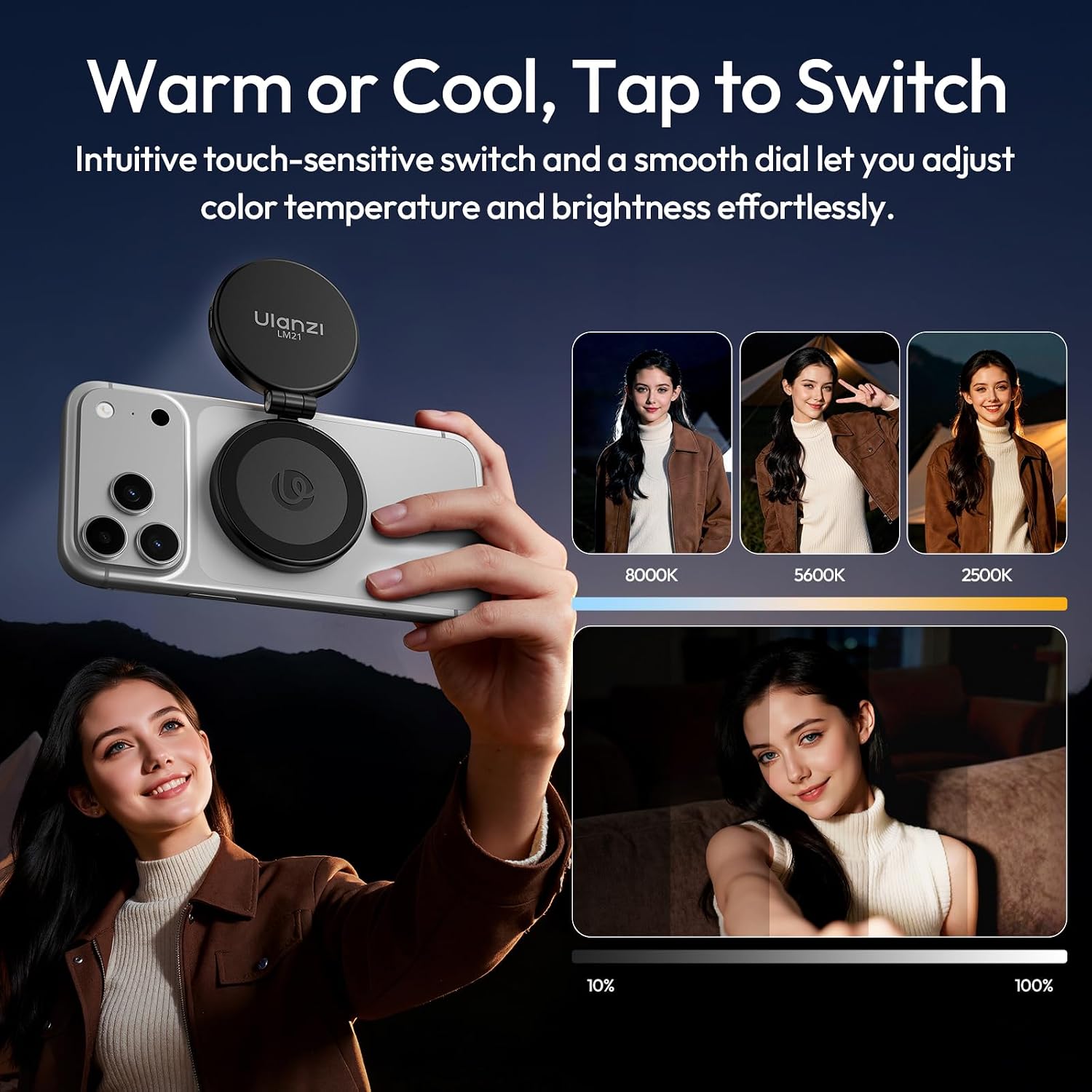 ILUMINADOR ULANZI LM21 DUAL SIDED MAGNETIC SELFIE RING LIGHT PARA TELÉFONO CON MAGSAFE - 4