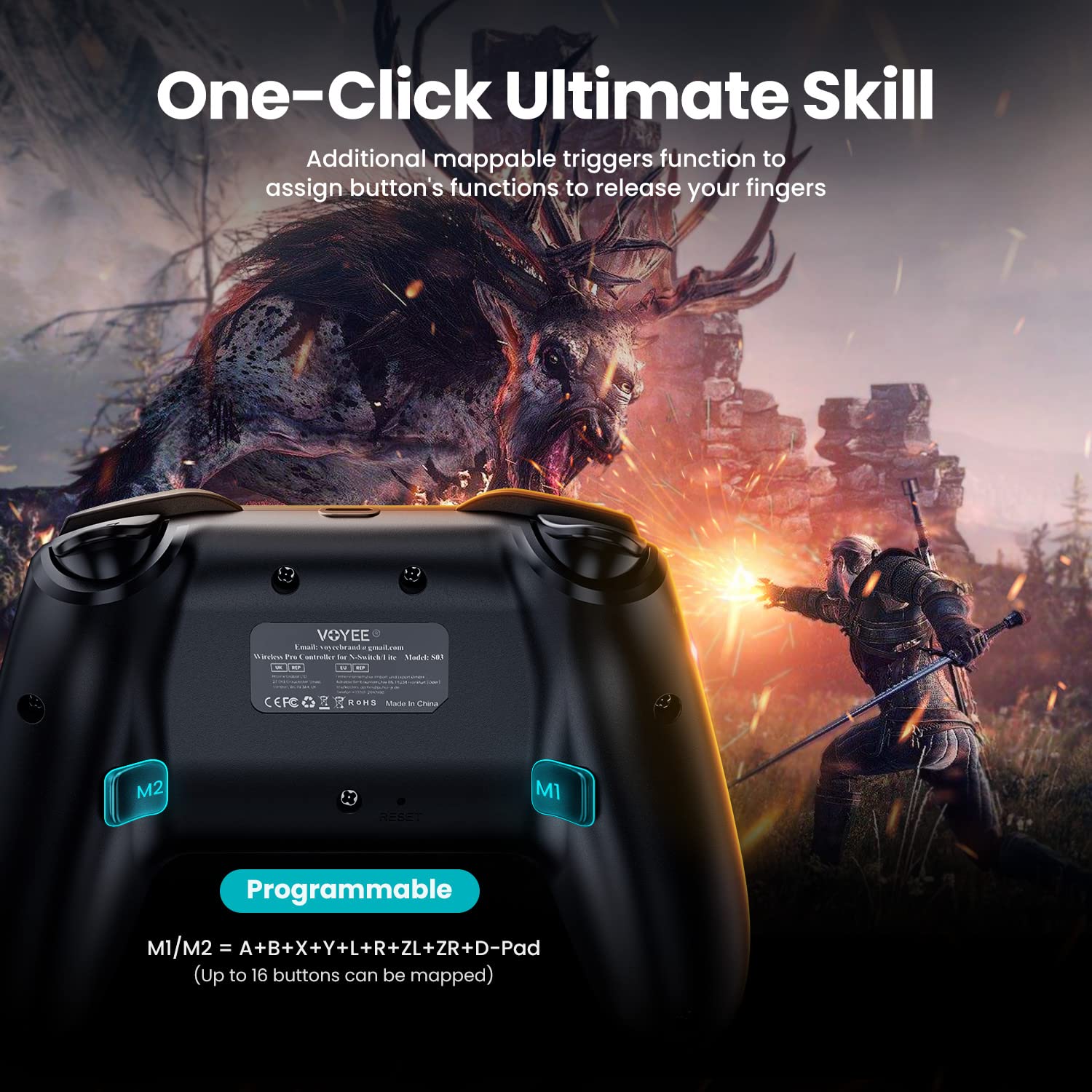 MANDO INALÁMBRICO VOYEE PARA SWITCH/SWITCH LITE/OLED GRIS - 3