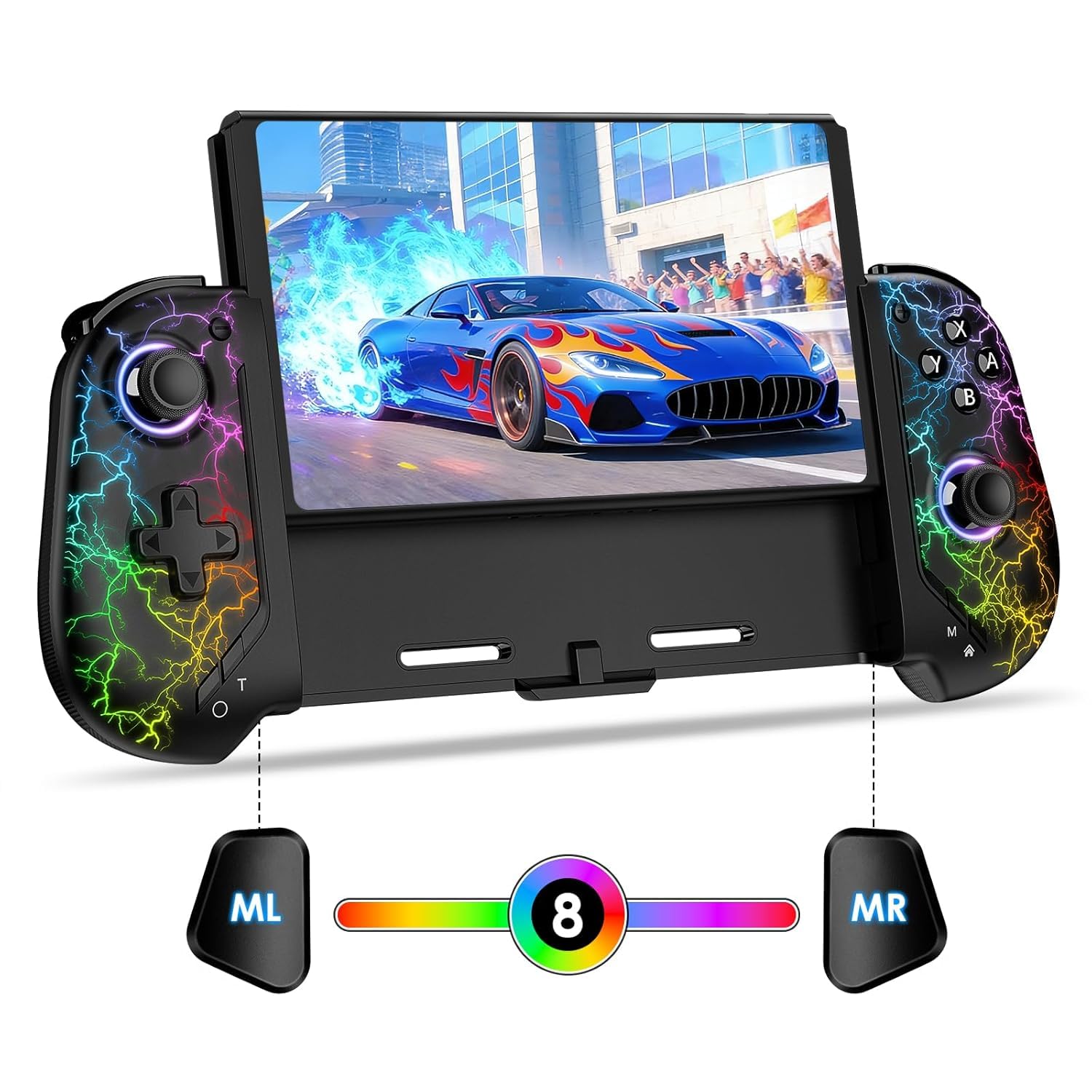 CONTROL INALÁMBRICO MOONAG COMPATIBLE CON SWITCH/OLED CON GIROSCOPIO 6 EJES Y BATERÍA 1000MAH COLOR NEGRO - 1