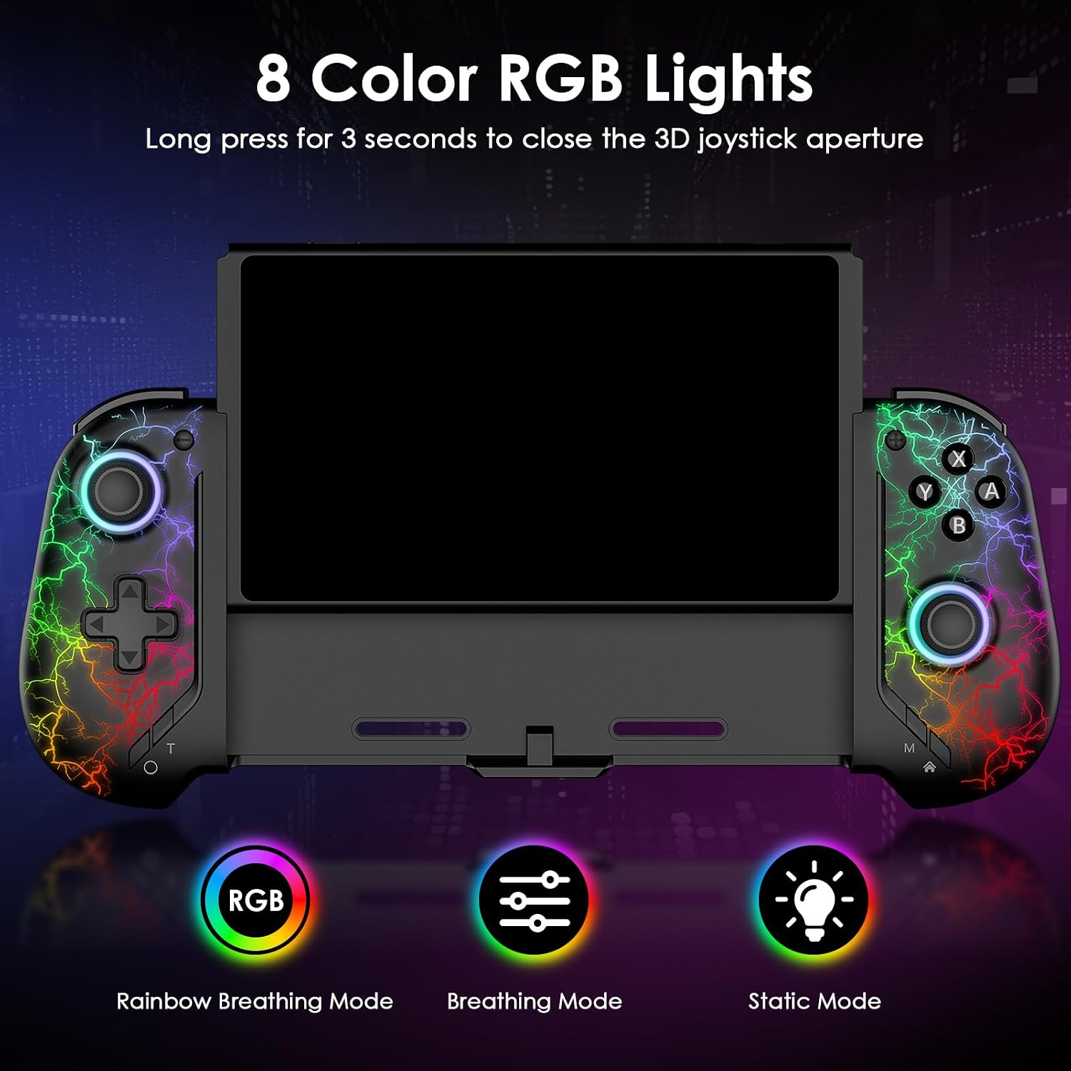 CONTROL INALÁMBRICO MOONAG COMPATIBLE CON SWITCH/OLED CON GIROSCOPIO 6 EJES Y BATERÍA 1000MAH COLOR NEGRO - 3