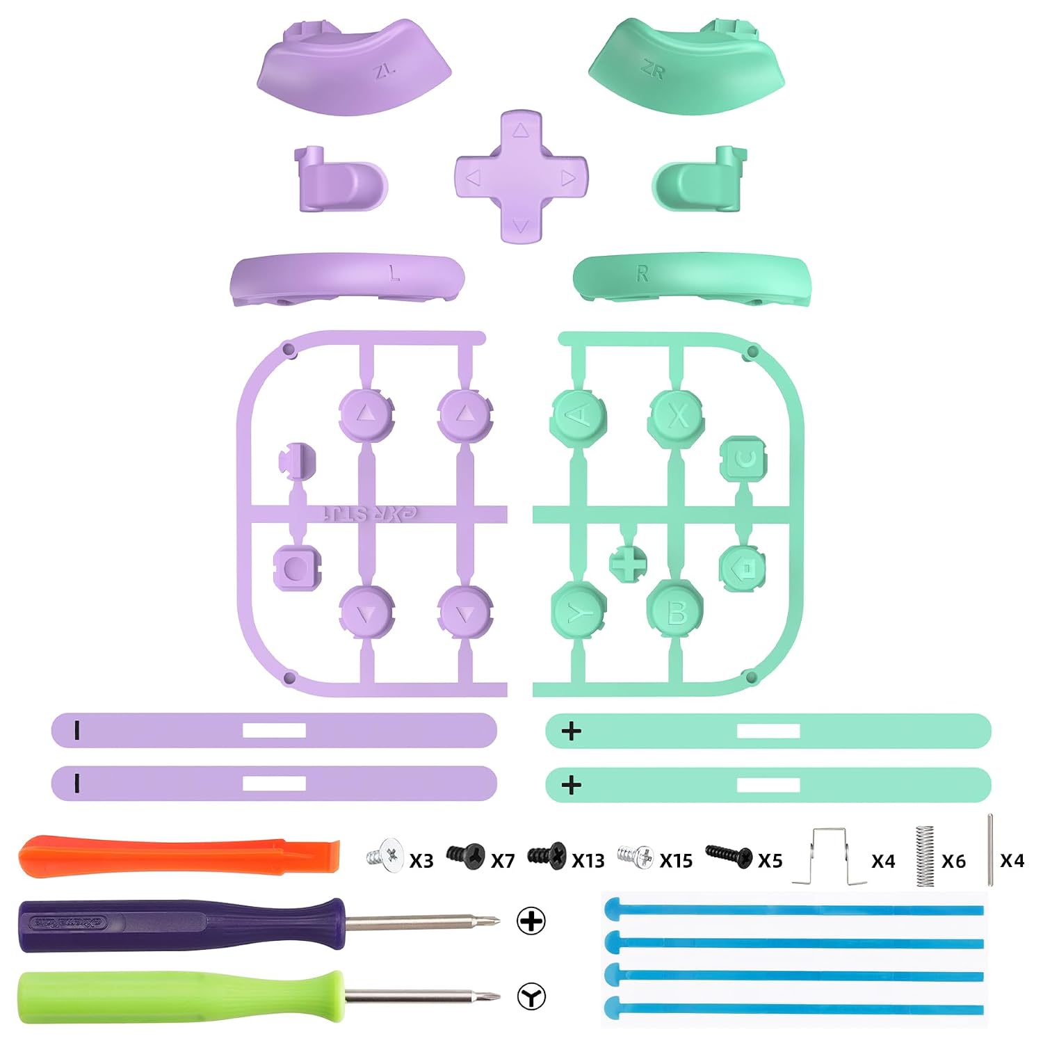 SET COMPLETO DE BOTONES REEMPLAZO EXTREMERATE PARA JOYCON 2 NINTENDO SWITCH MORADO Y VERDE - 2