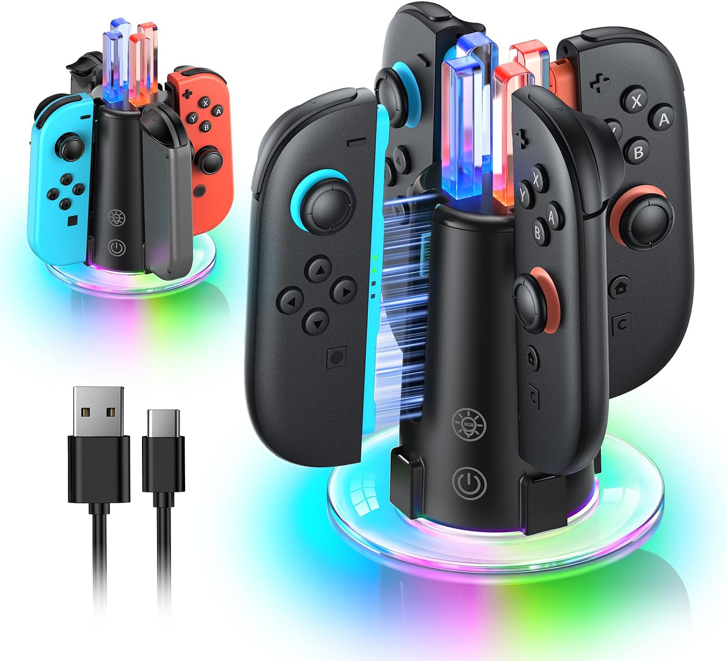CARGADOR PARA CONTROLES NINTENDO SWITCH FASTSNAIL MATTE BLACK - 1