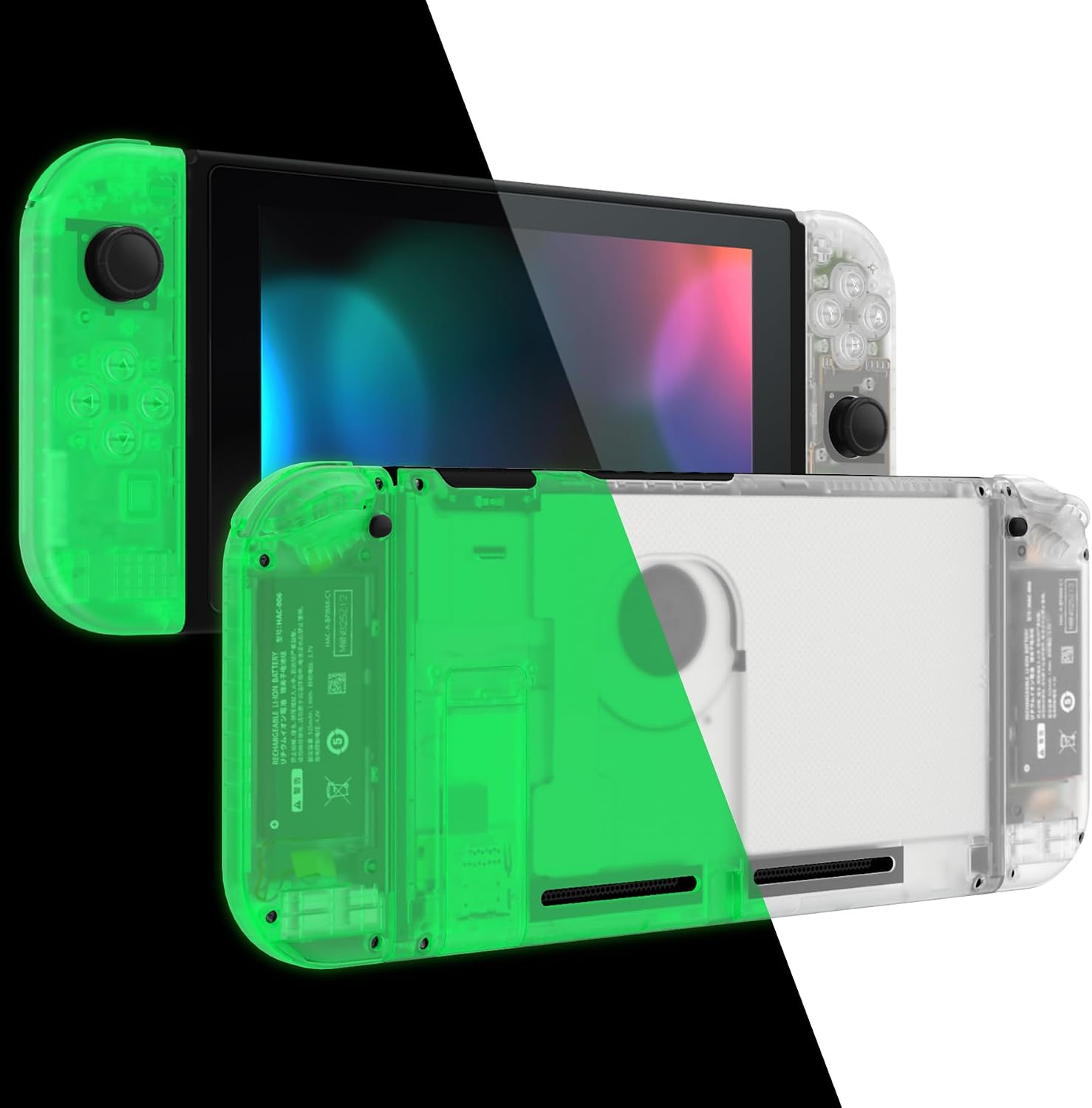 CARCASA Y BOTONES EXTREMERATE PARA NINTENDO SWITCH VERDE FOSFORESCENTE - 1