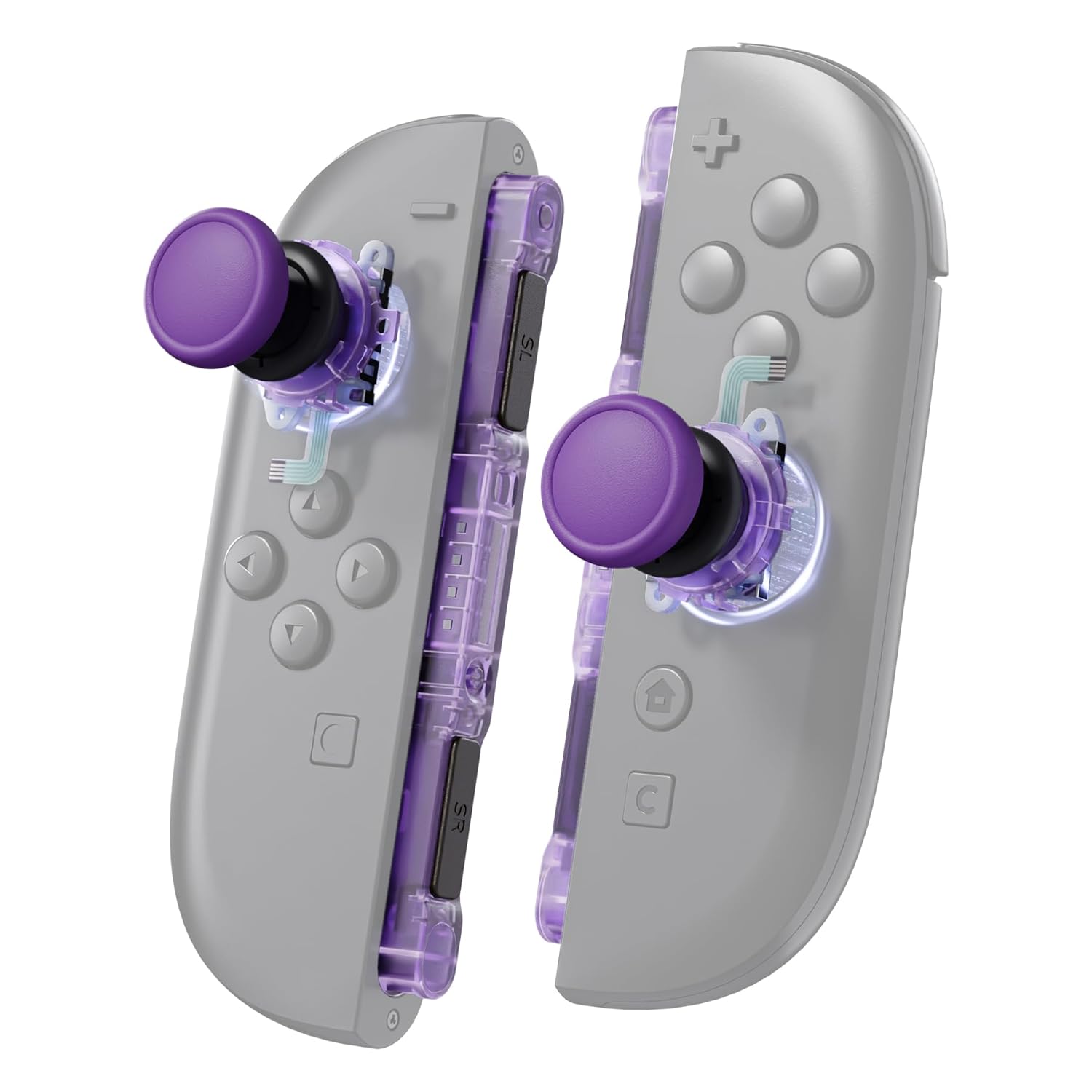 SET DE REEMPLAZO DE JOYSTICK 3D, BOTONES Y STICKERS PARA NINTENDO SWITCH 2 EXTREMERATE CLEAR ATOMIC PURPLE - 1