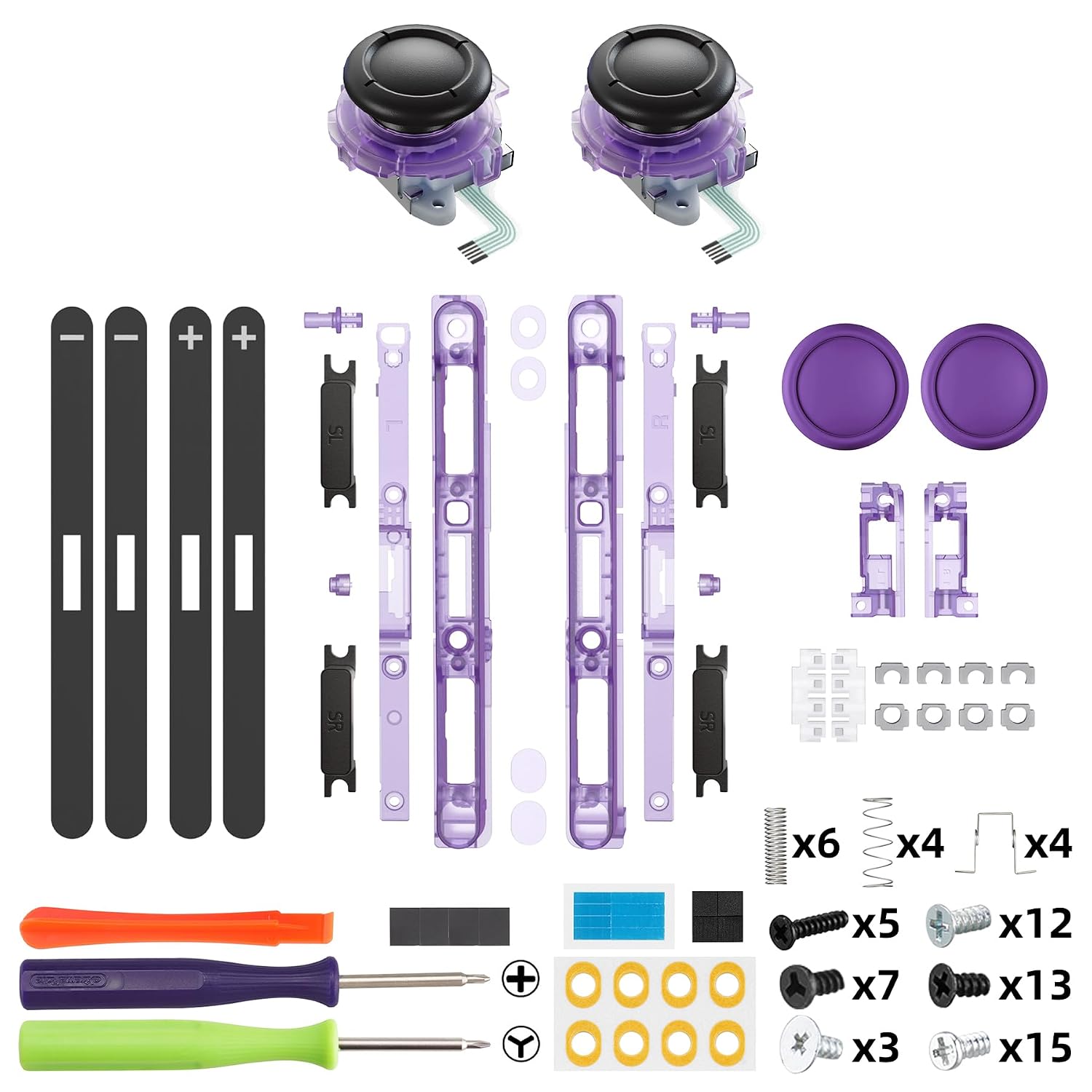 SET DE REEMPLAZO DE JOYSTICK 3D, BOTONES Y STICKERS PARA NINTENDO SWITCH 2 EXTREMERATE CLEAR ATOMIC PURPLE - 2