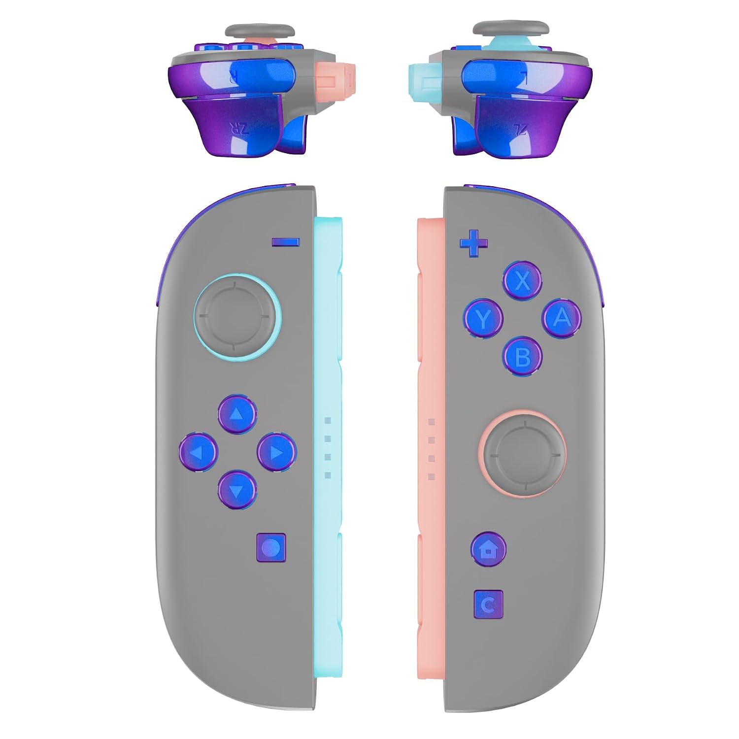 SET COMPLETO DE BOTONES DE REEMPLAZO EXTREMERATE PARA JOYCON 2 NINTENDO SWITCH 2 CHAMELEON MORADO AZUL - 1
