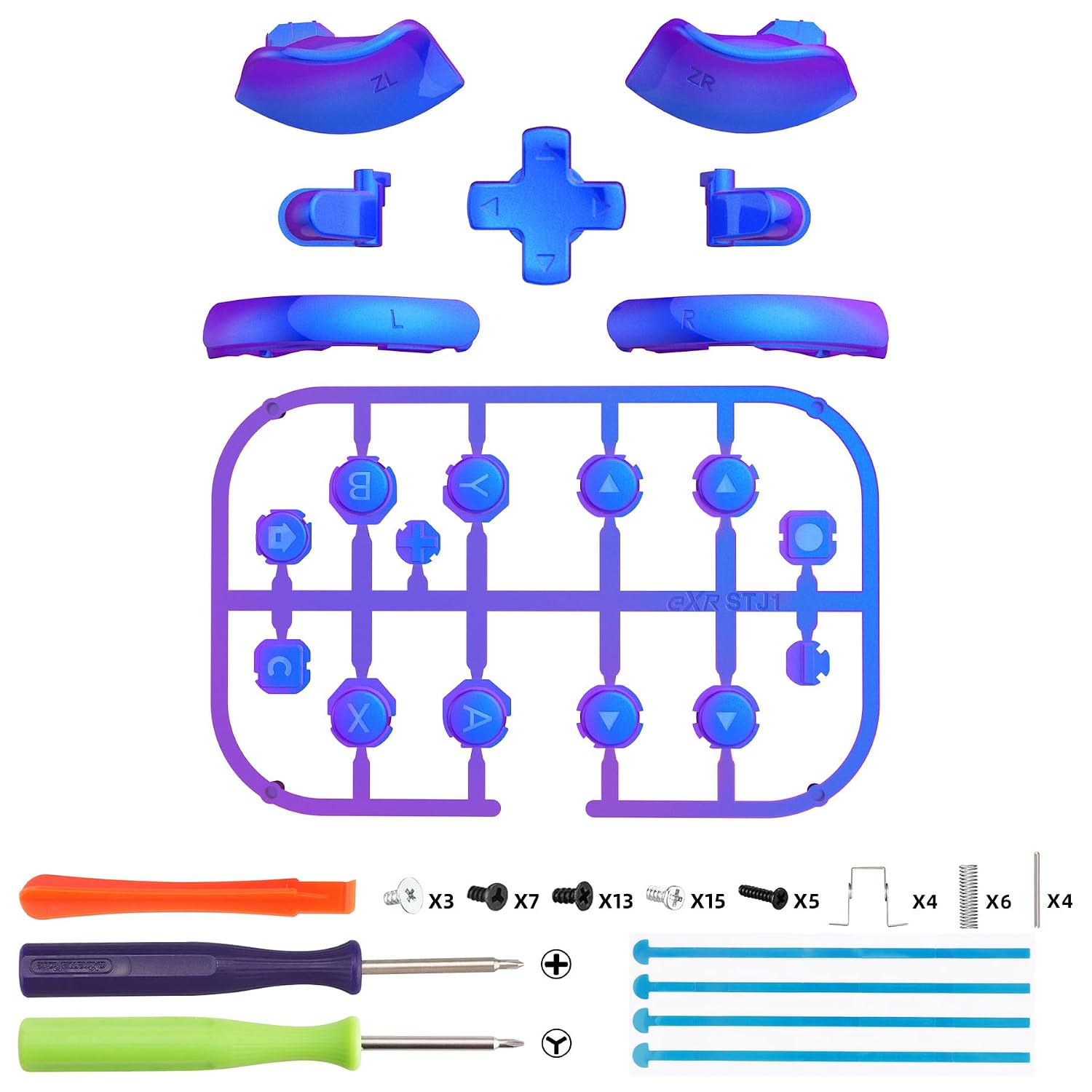 SET COMPLETO DE BOTONES DE REEMPLAZO EXTREMERATE PARA JOYCON 2 NINTENDO SWITCH 2 CHAMELEON MORADO AZUL - 2
