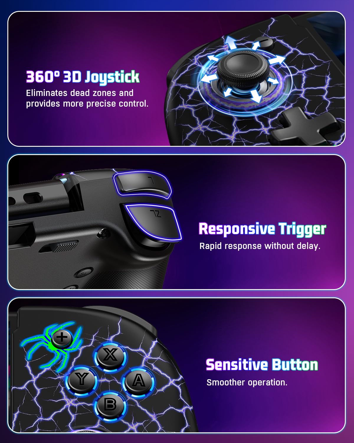 CONTROL PARA NINTENDO SWITCH SPICAN SWITCH PRO BLACK-SPIDER - 5