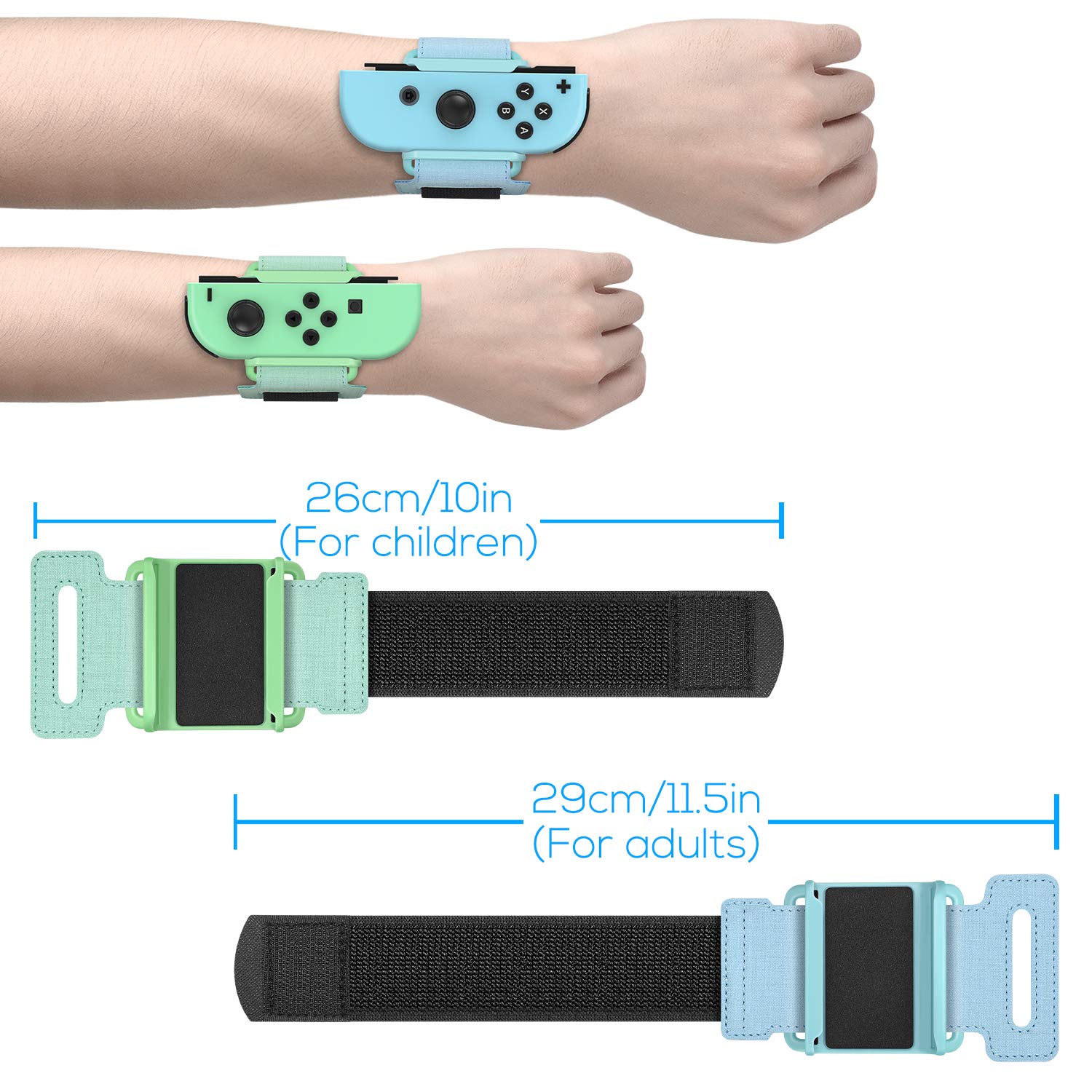 BRAZALETES PARA NINTENDO SWITCH FASTSNAIL PARA JUEGOS DE BAILE 2 UNIDADES VERDE Y AZUL - 2