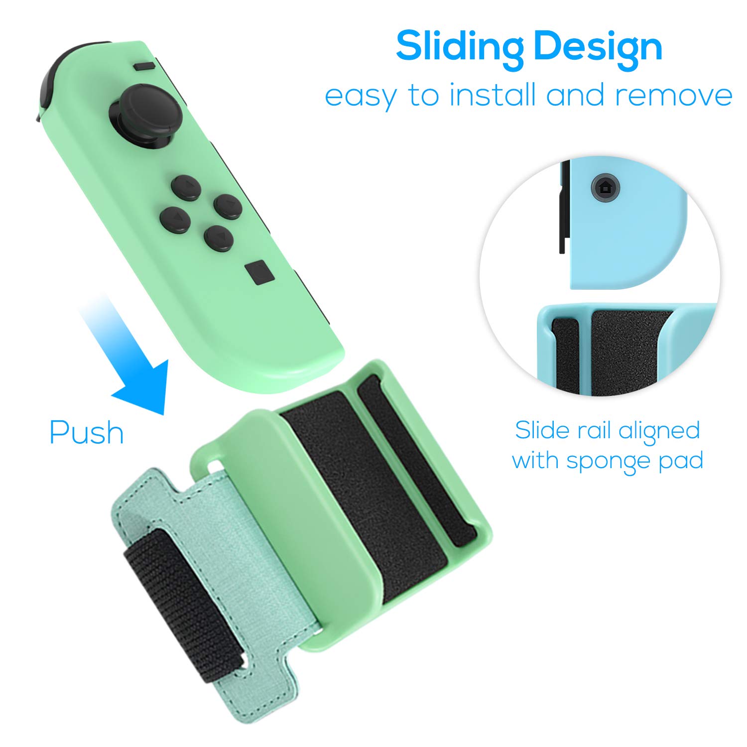 BRAZALETES PARA NINTENDO SWITCH FASTSNAIL PARA JUEGOS DE BAILE 2 UNIDADES VERDE Y AZUL - 4